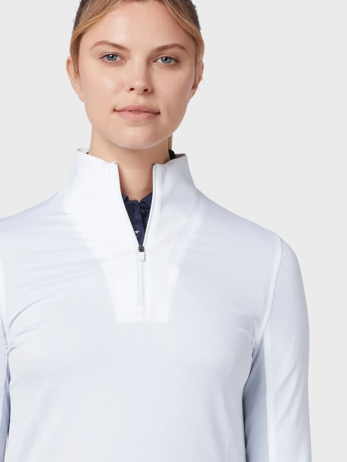 1/4 Zip Women's Chev Top In Brilliant White