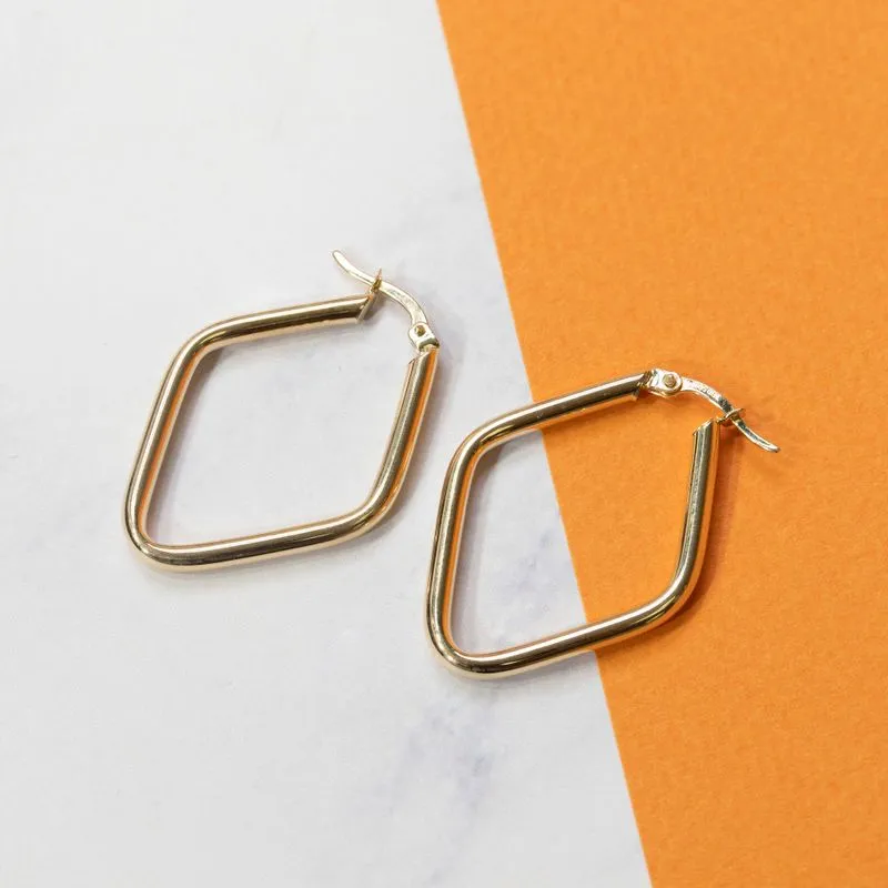 14K Gold Hoop Earrings with a Twist