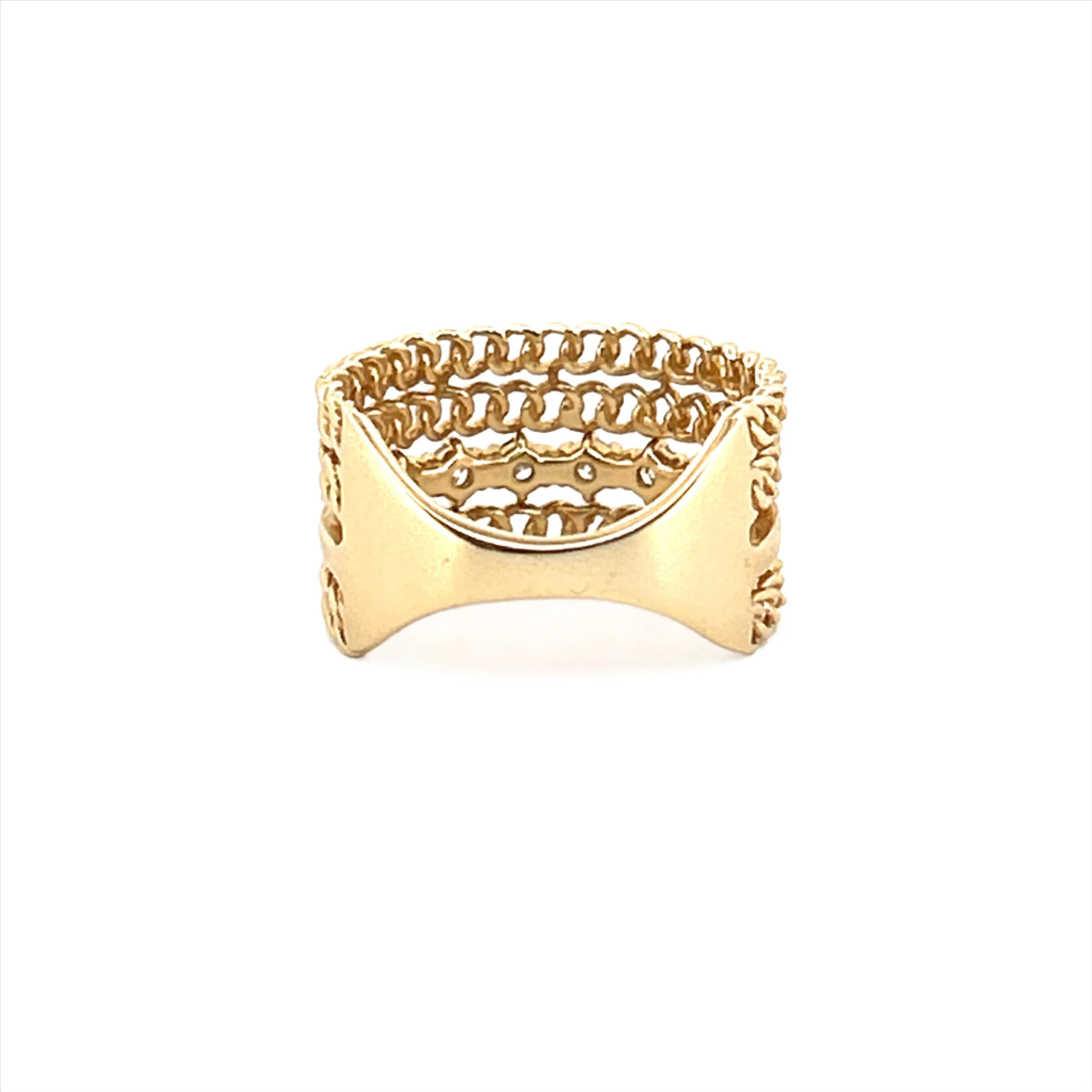 14K Gold Stacked Cuban Diamond Band