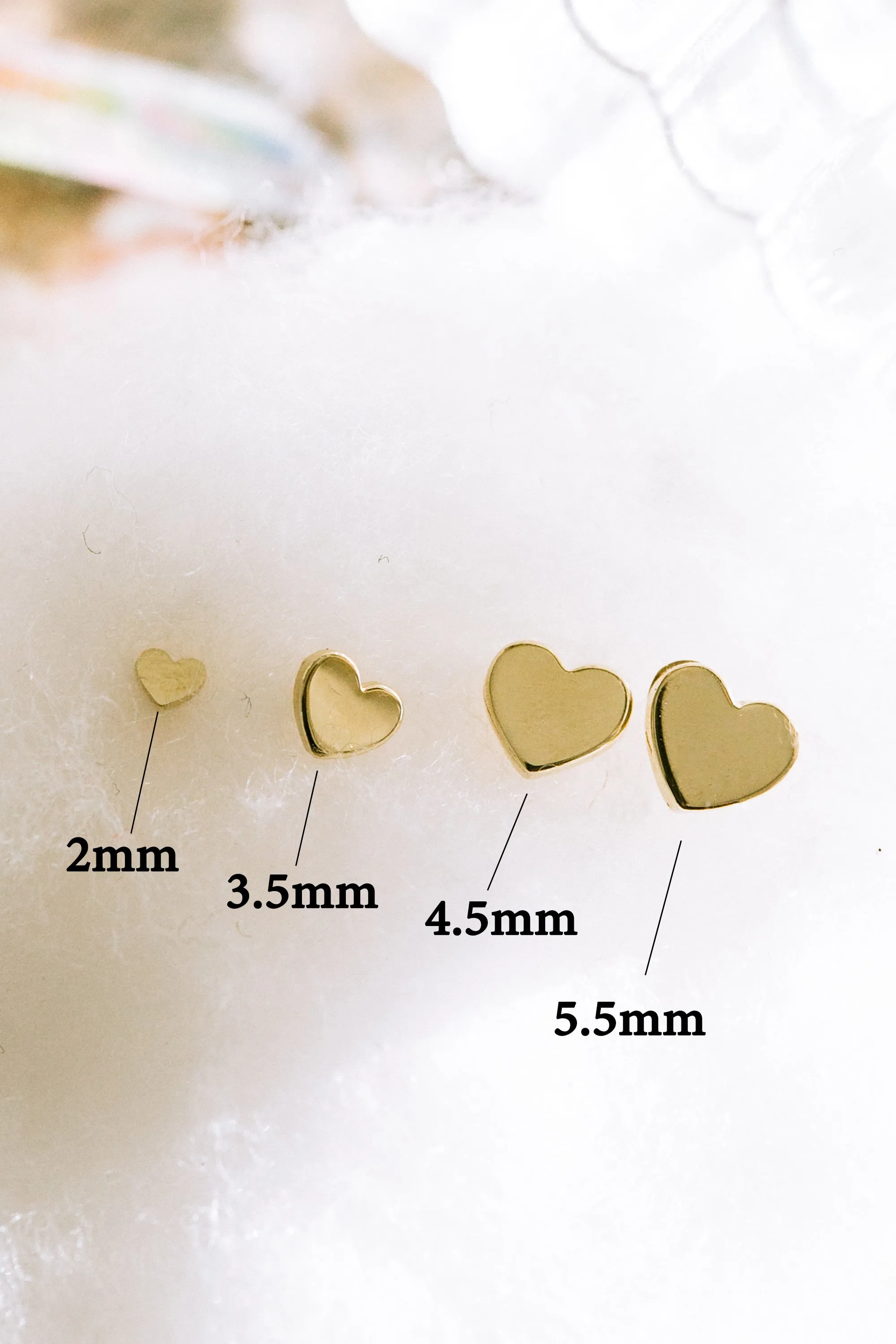 14K Real Solid Gold Forward Helix Cartilage Tragus Inner Conch Heart Ear Post Stud Earring Barbell Piercing For Women Jewelry