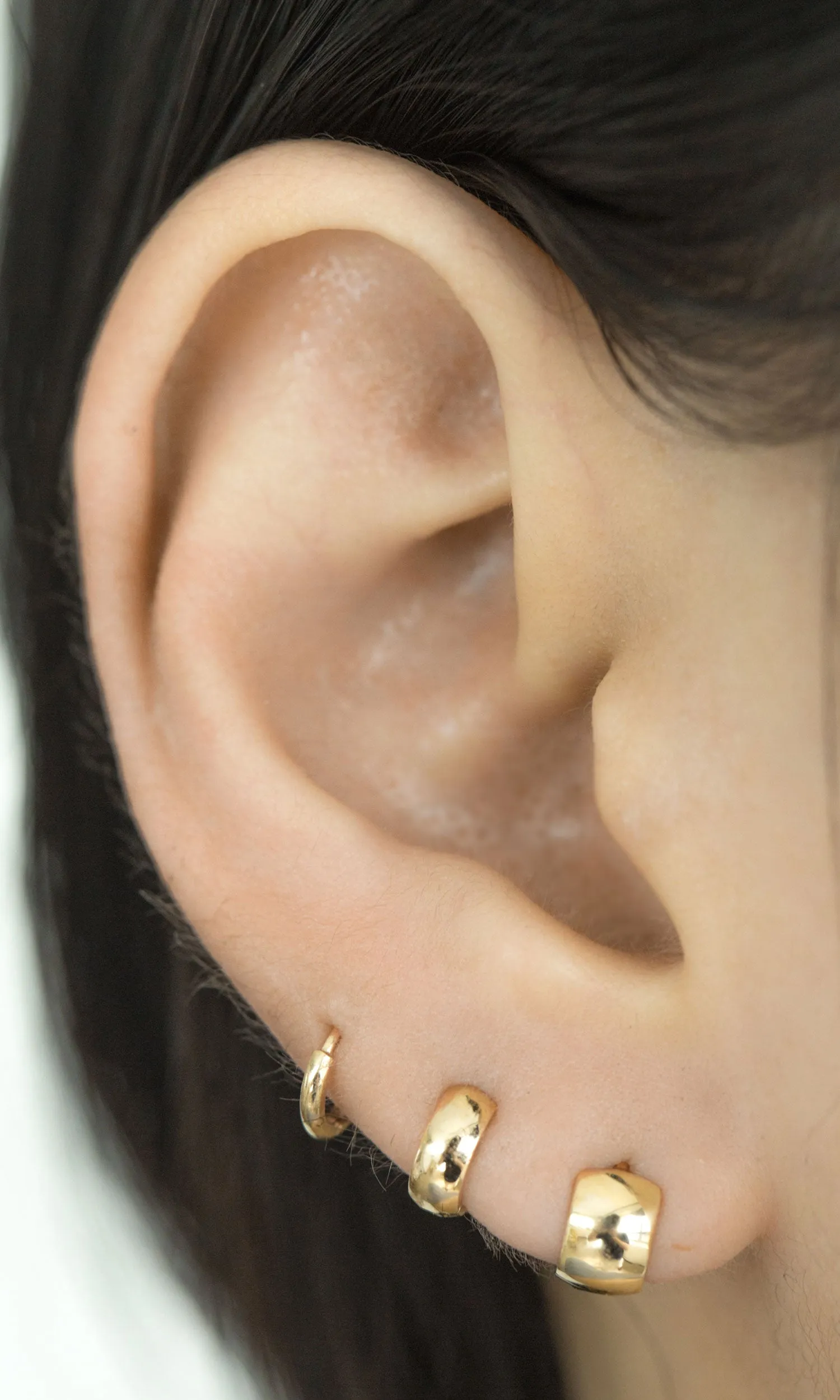 14K Solid Gold Rook Tragus Cartilage Helix Piercing Earring x Hoop Ring