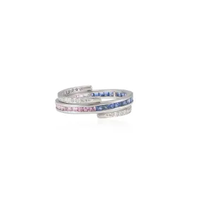 18K Multi Sapphire Diamond Convertible Magic Ring