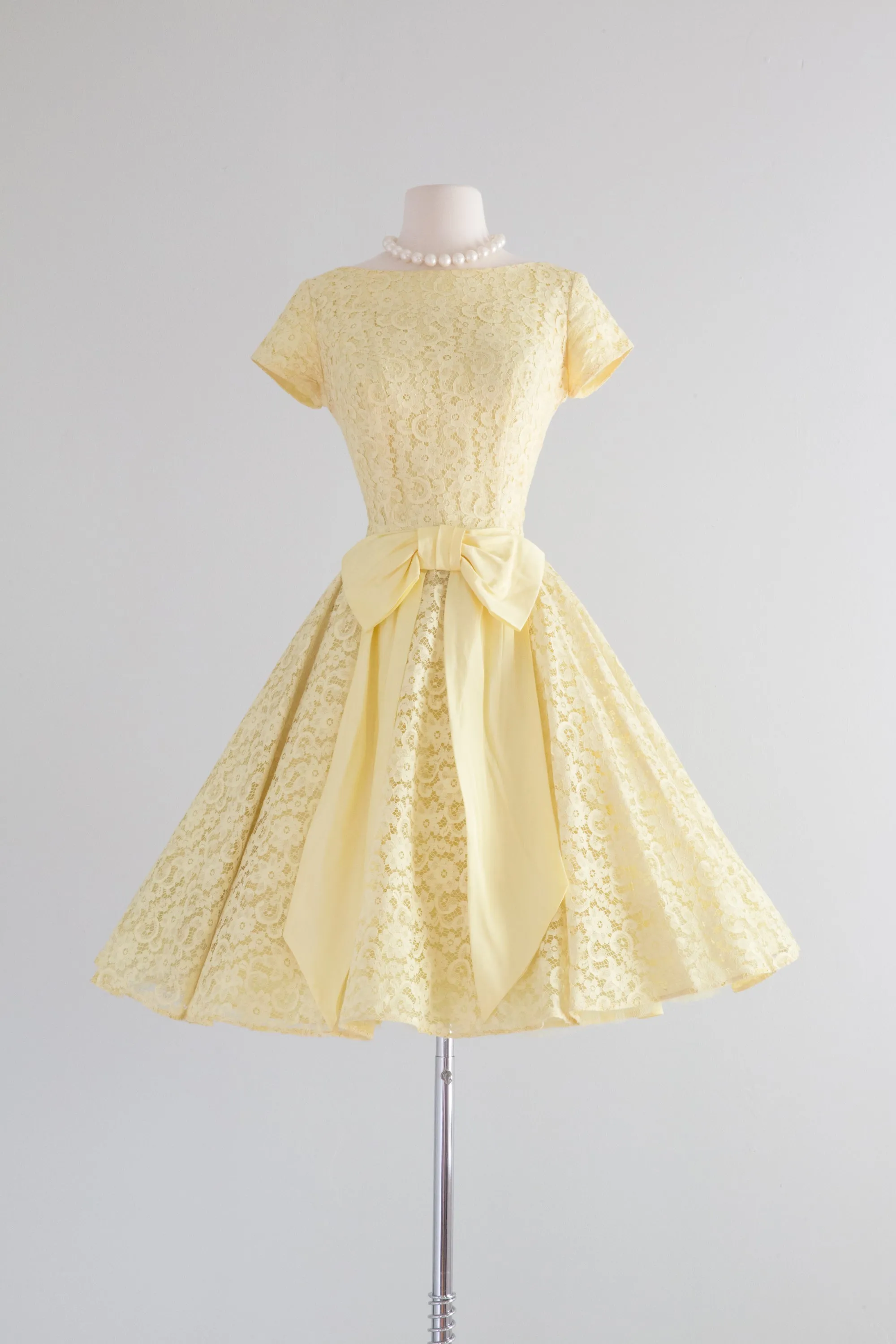 1960's Little Miss Sunshine Yellow Lace Party Dress / Small