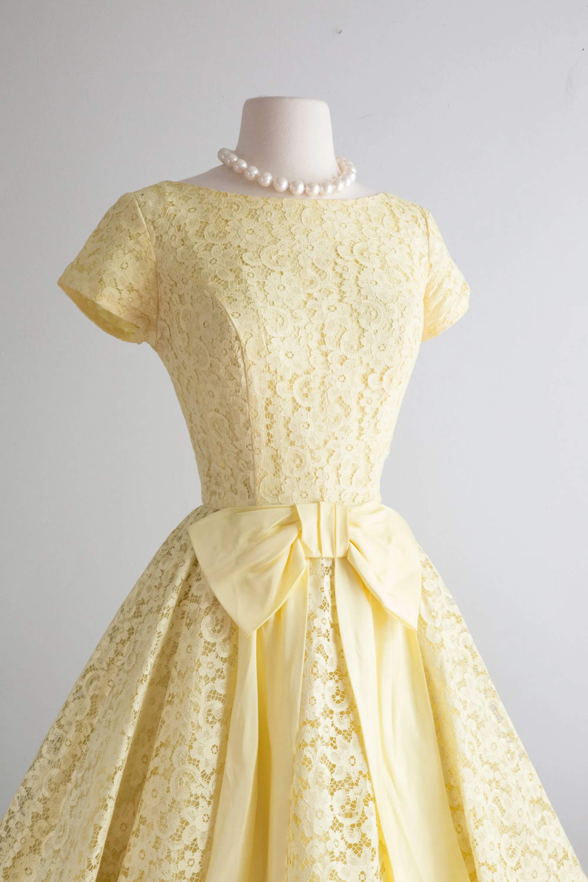 1960's Little Miss Sunshine Yellow Lace Party Dress / Small