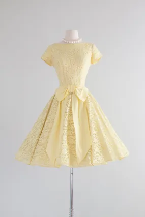 1960's Little Miss Sunshine Yellow Lace Party Dress / Small