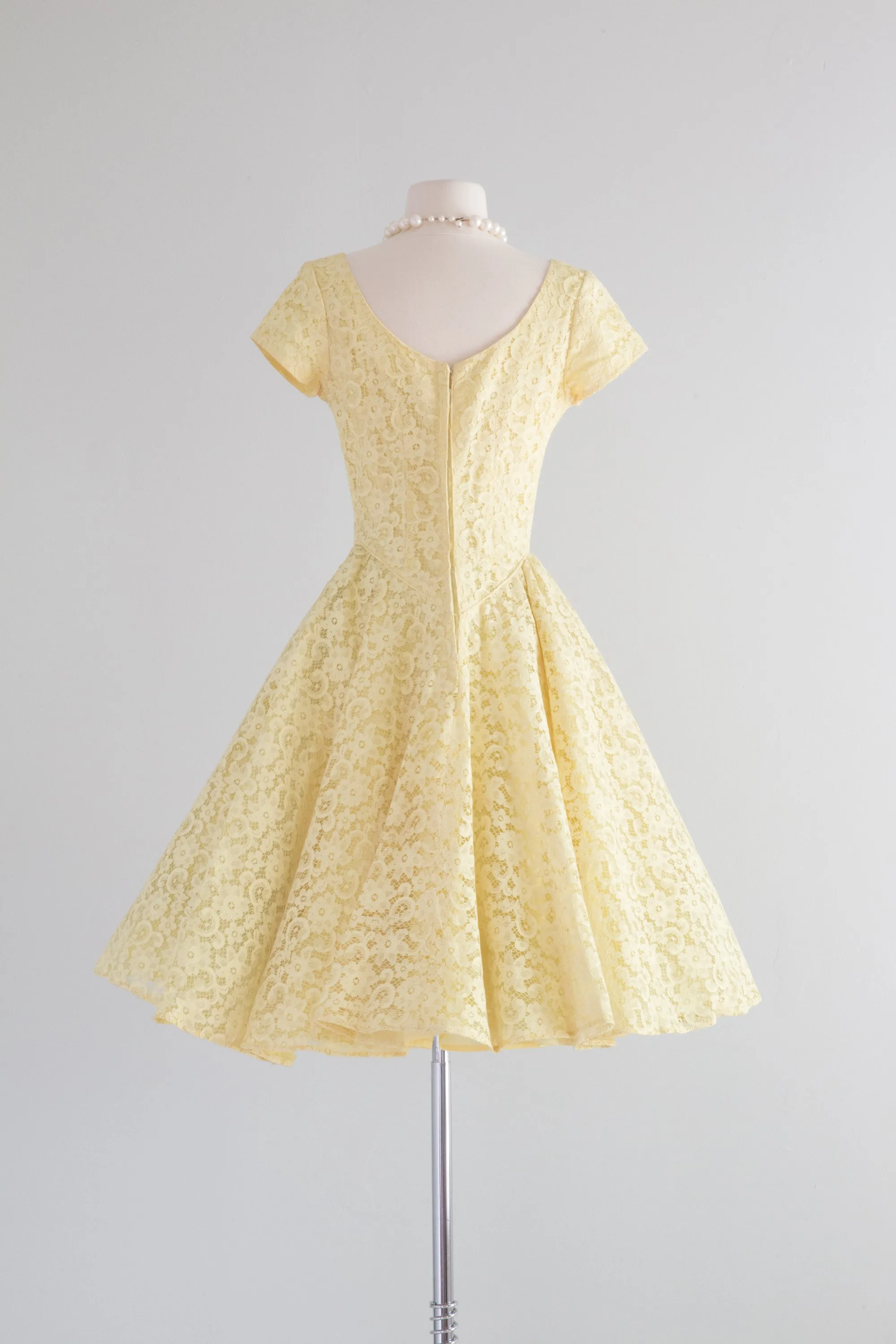 1960's Little Miss Sunshine Yellow Lace Party Dress / Small