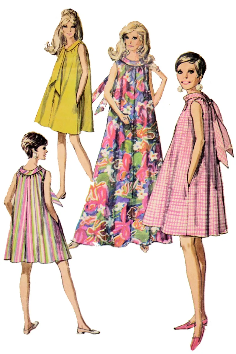 1968 Simplicity 7651 Vintage Muu Muu Tent Dress Sewing Pattern