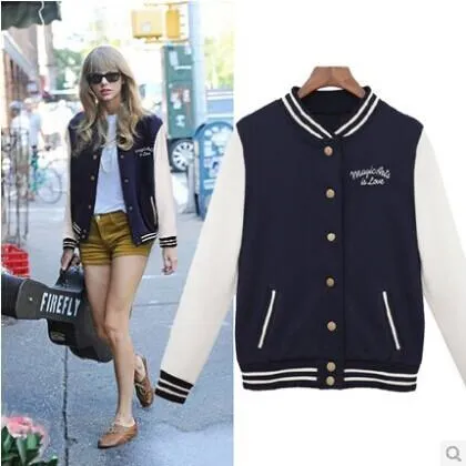 2017 New Autumn Winter Coat Splice Sleeves Baseball Jacket Casacos Femininos College Jackets Harajuku Style Women Bomper Jacket