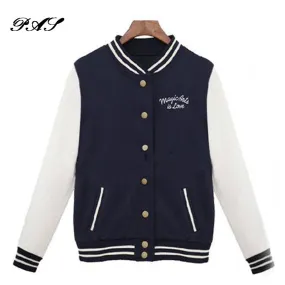 2017 New Autumn Winter Coat Splice Sleeves Baseball Jacket Casacos Femininos College Jackets Harajuku Style Women Bomper Jacket