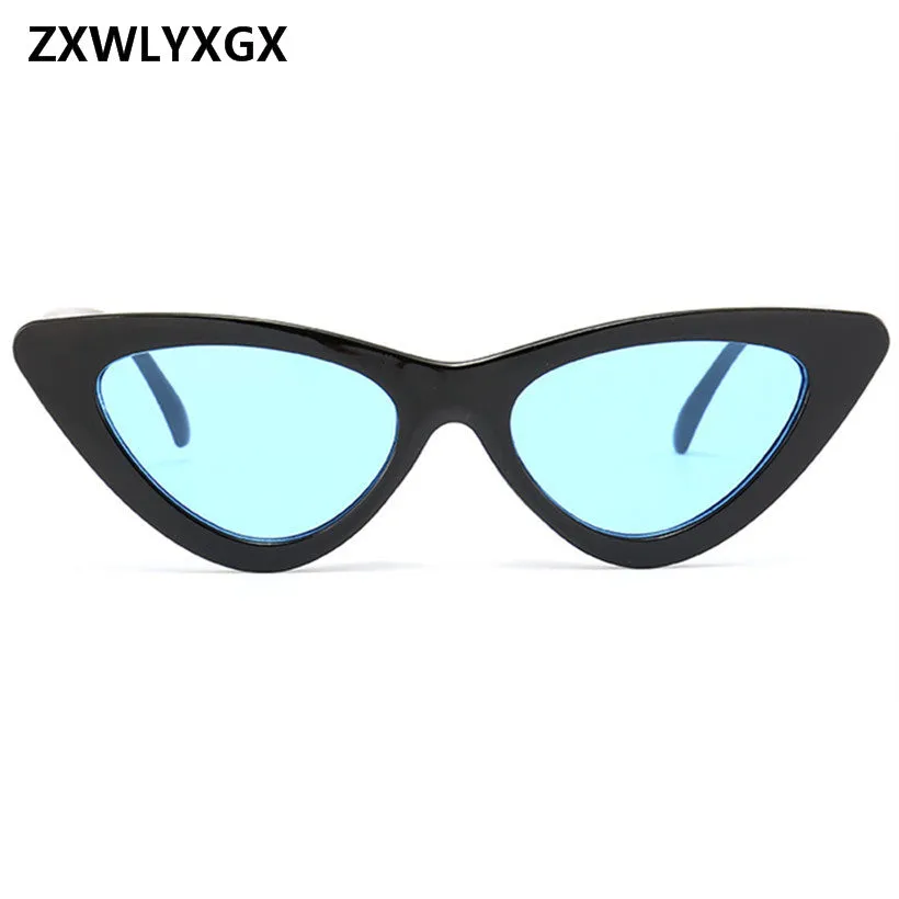 2018 small cateye triangle cute sexy retro cat eye sunglasses women small black white vintage cheap sun glasses oculos de sol