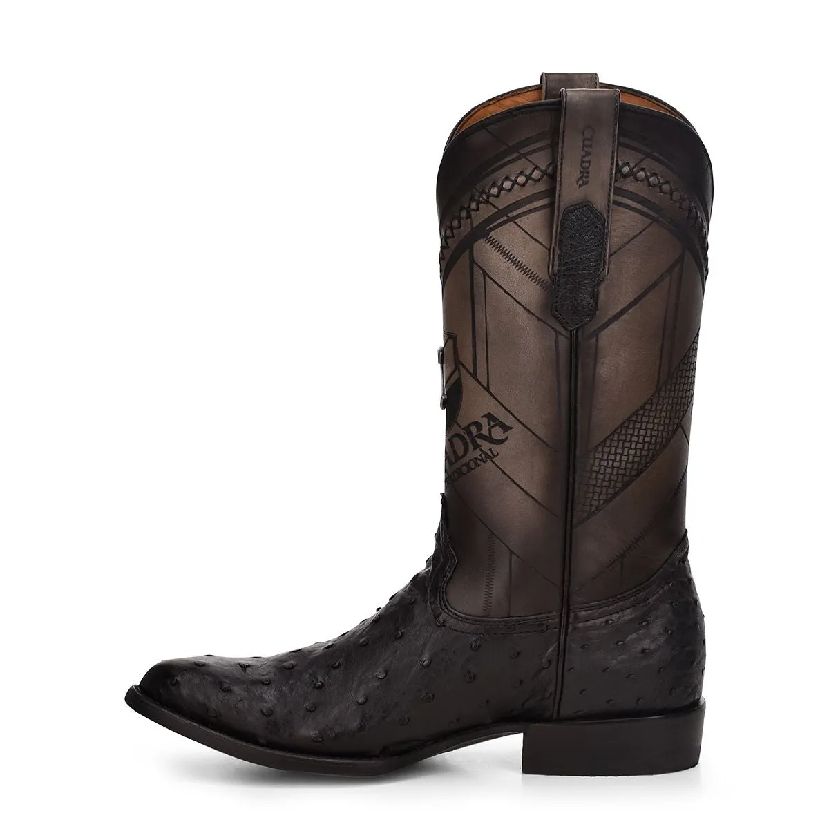 2C2FA1 - Cuadra black dress cowboy ostrich leather boots for men