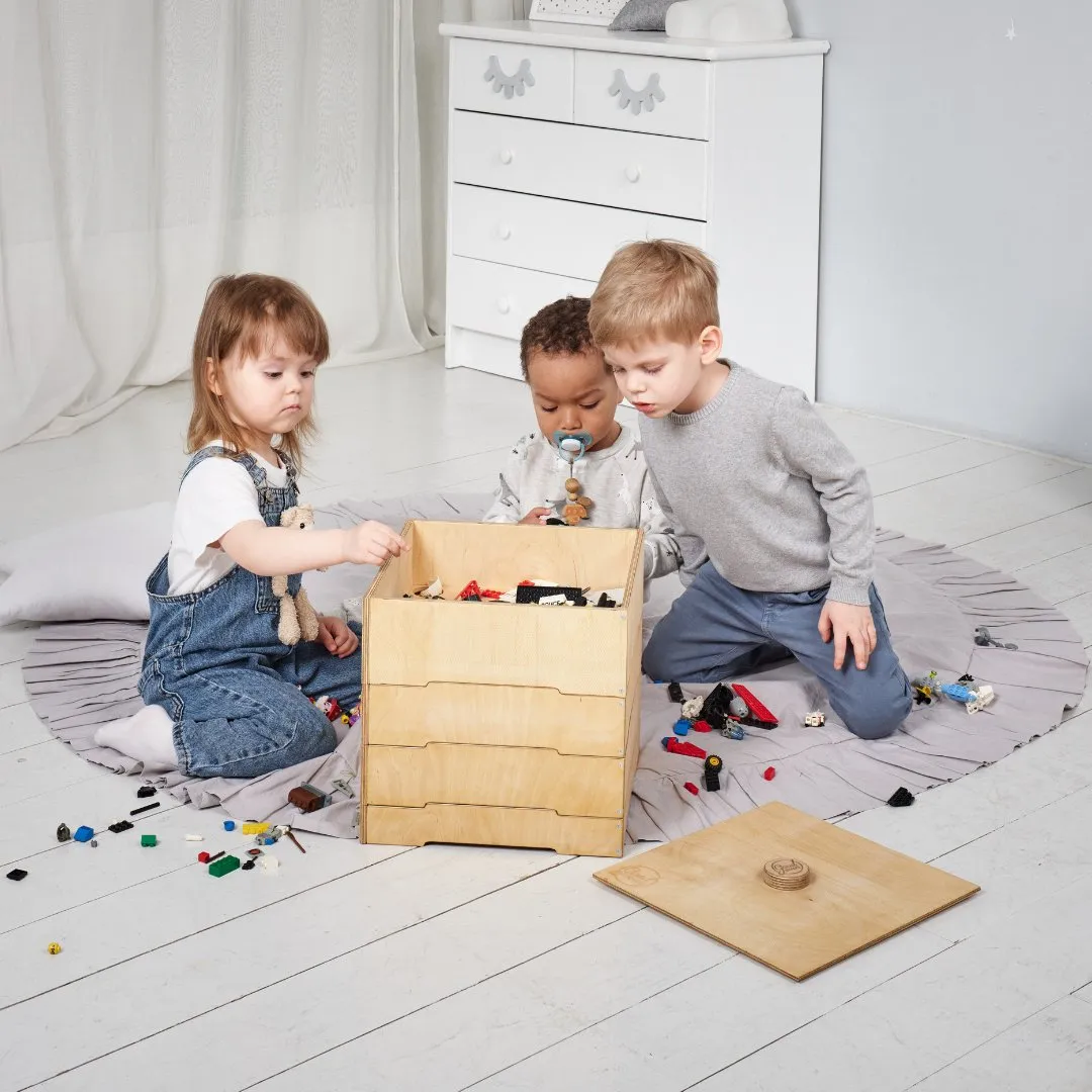 3-in-1 Montessori Shelves Set: Bookshelf   Toy Shelf   Lego Sorter