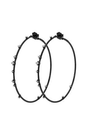 6cm Black Hoop Earrings