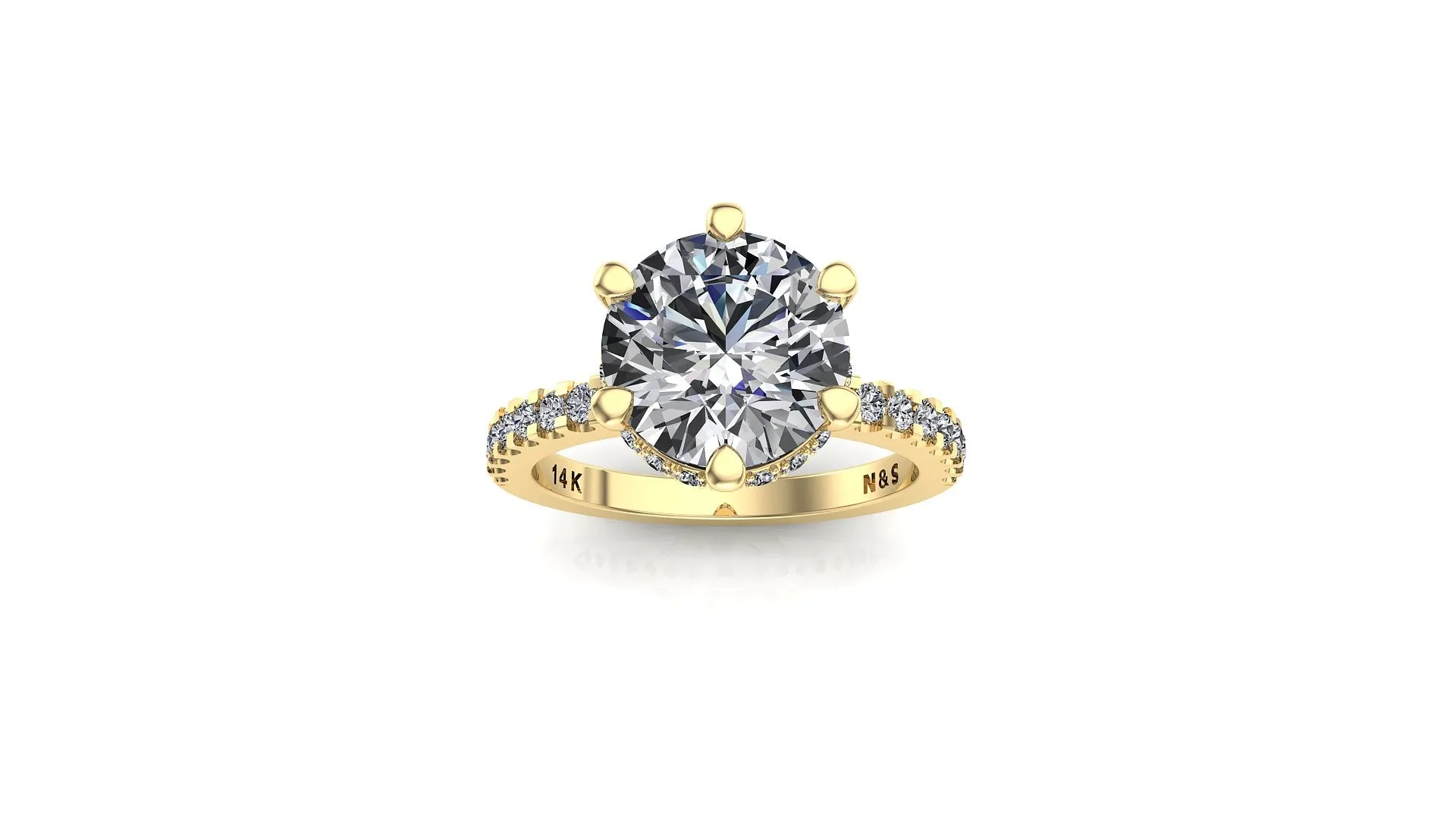 8mm (1.90ct) Monique ForeverOne Round Moissanite Diamond Underhalo Engagement Ring 14K Gold MOENG005