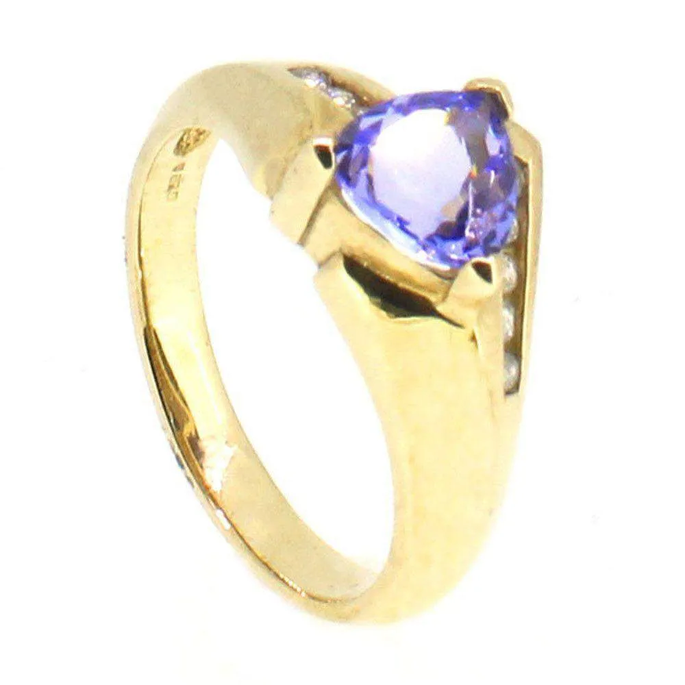 9 Carat Gold Diamond And Tanzanite  Ring