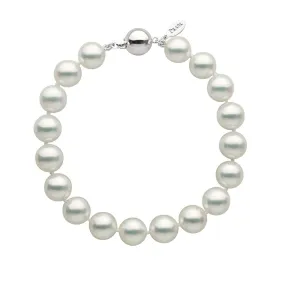 9.0-9.5 mm Natural White Hanadama Akoya Pearl Bracelet