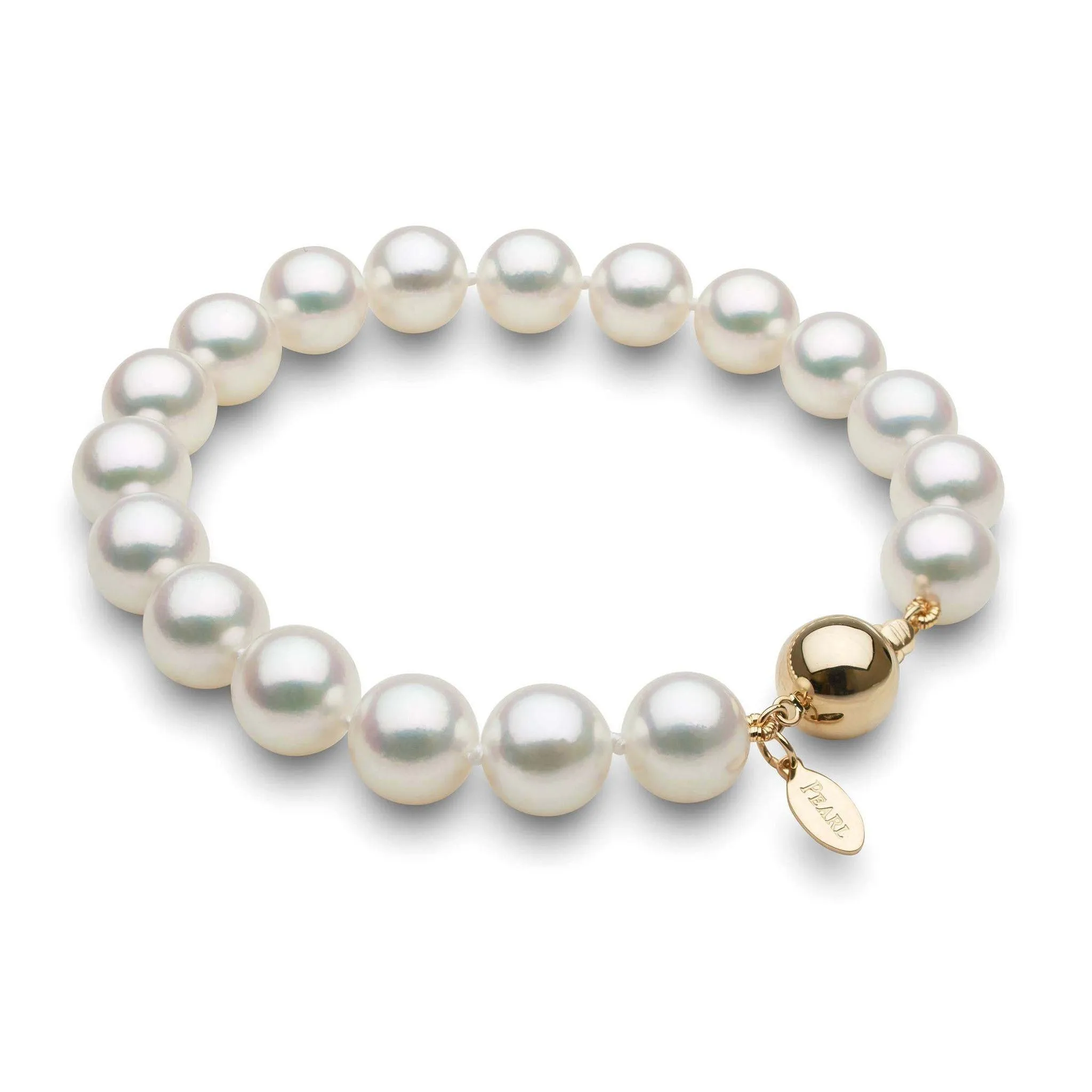 9.0-9.5 mm Natural White Hanadama Akoya Pearl Bracelet