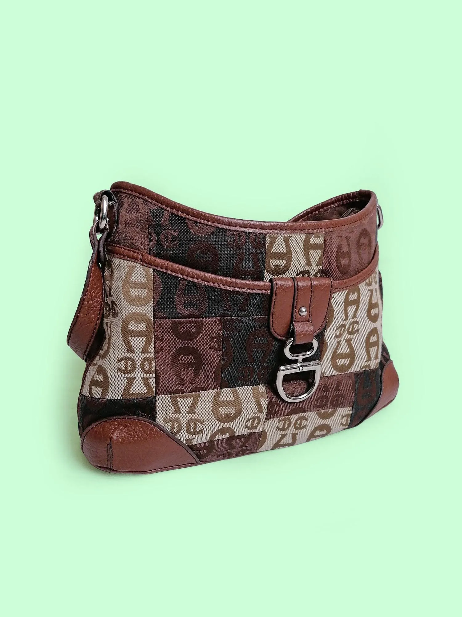 90's ETIENNE AIGNER Textile Canvas Bag Logo Print