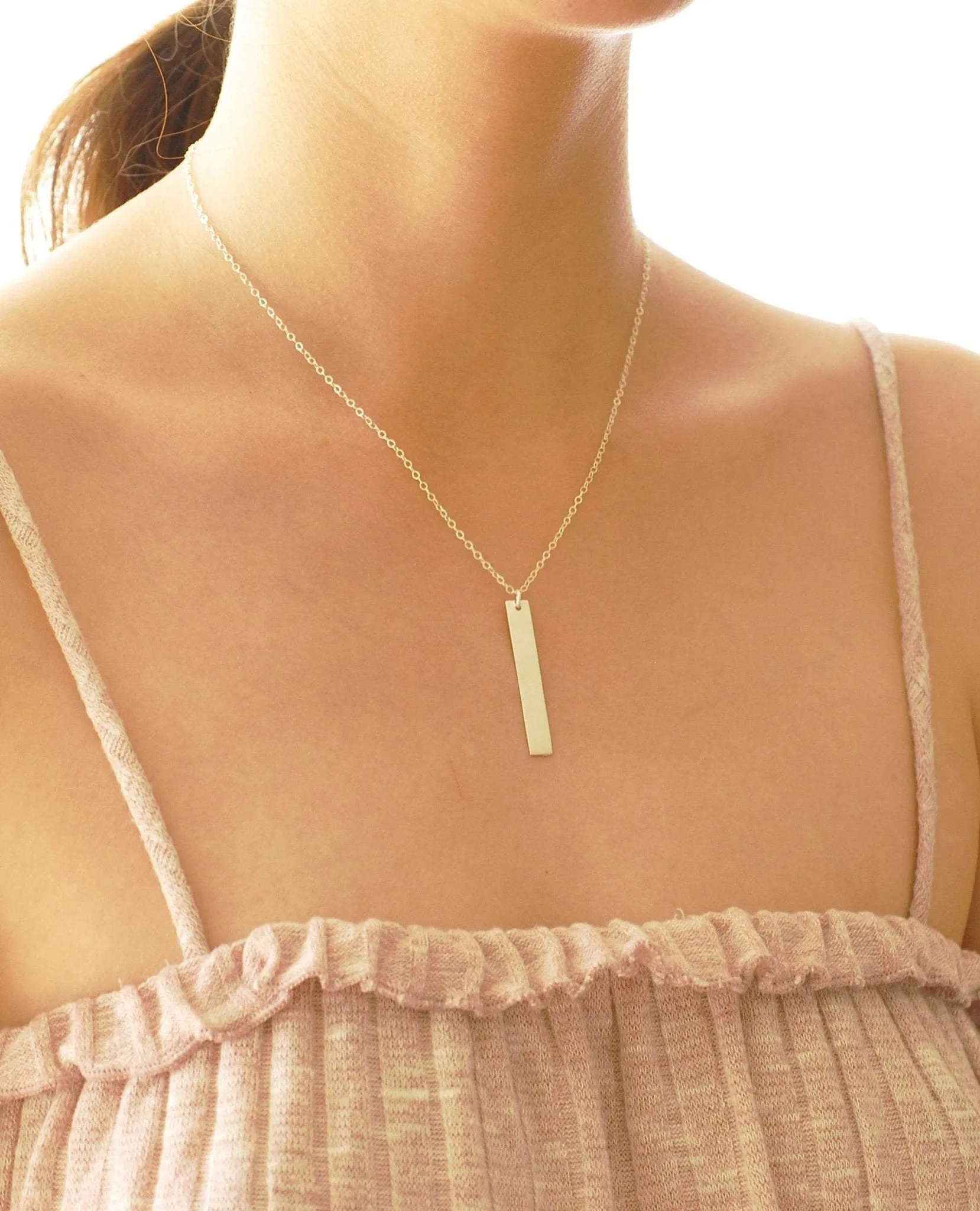 925 Sterling Silver Personalized Vertical Bar Necklace ~ Custom Engraving Service ~ Names, Date, Initials, Locations, Birthday