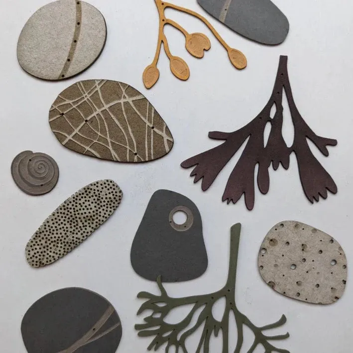 A Small Collection of Paper Pebbles & Seaweed