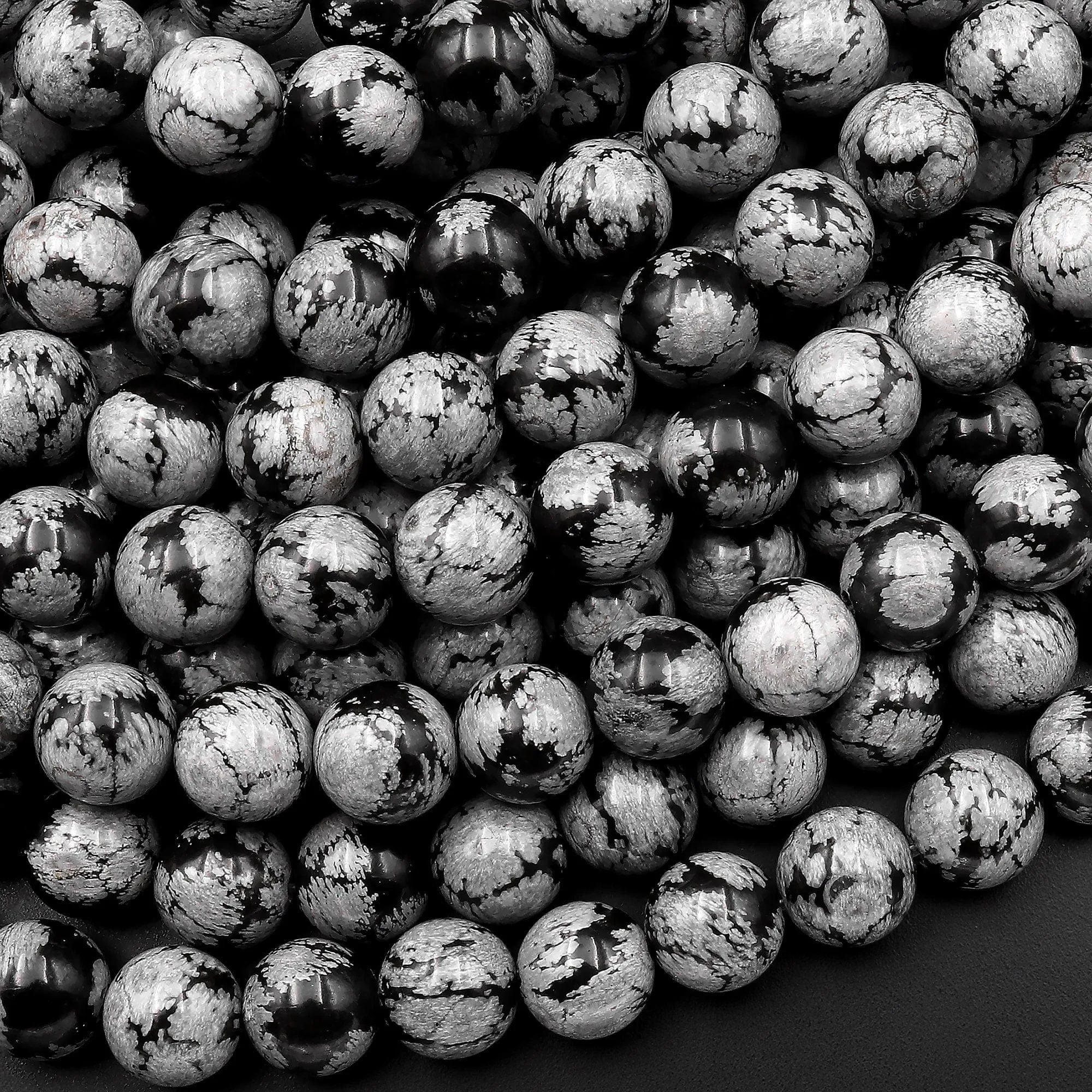 AAA Feathery Natural Snowflake Obsidian 4mm 8mm 10mm Round Beads Feathery 15.5" Strand