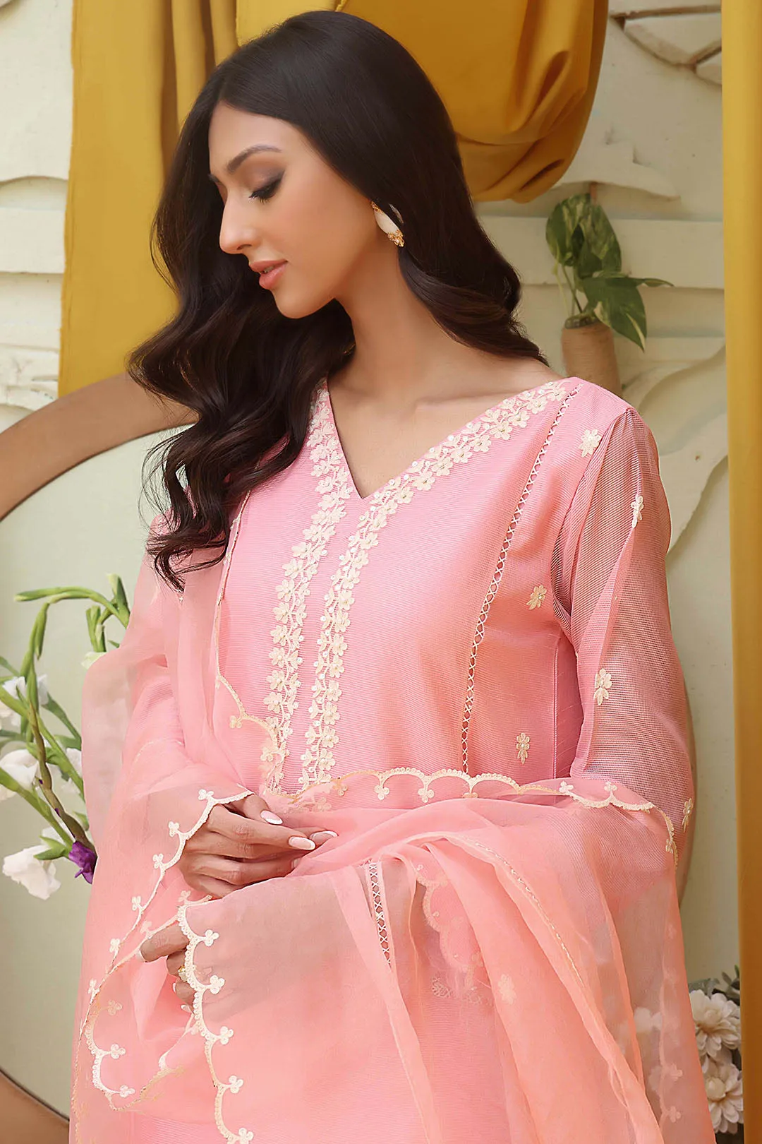 Aari Embroidered Cotton Net 3pc Suit | SHIREEN FESTIVE | S202261