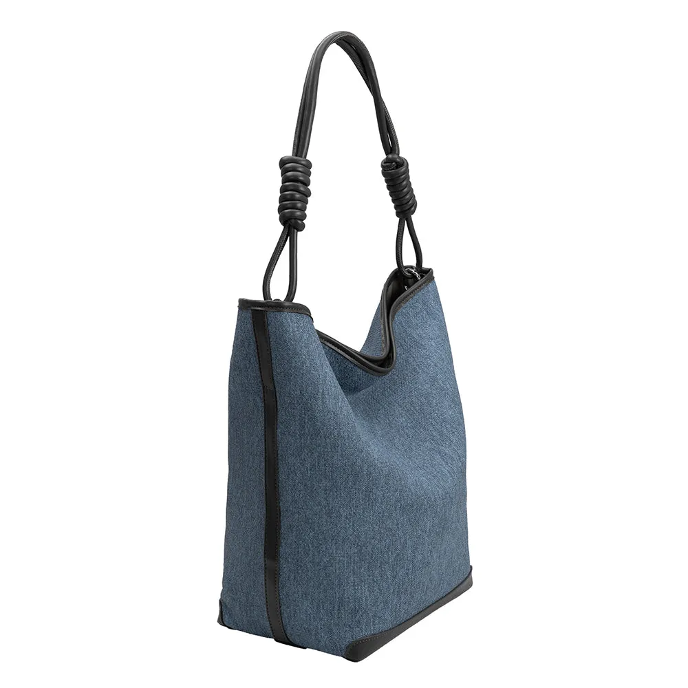 Adeline Black Large Denim Tote Bag - FINAL SALE