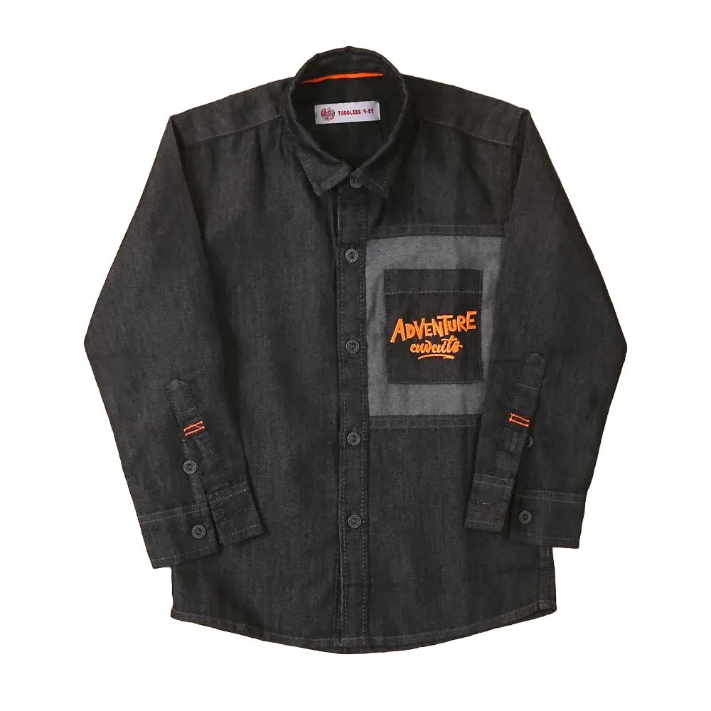 Adventure Denim Casual Shirt For Boys - Black