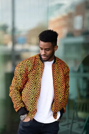 African Bomber Jacket In Electric Orange