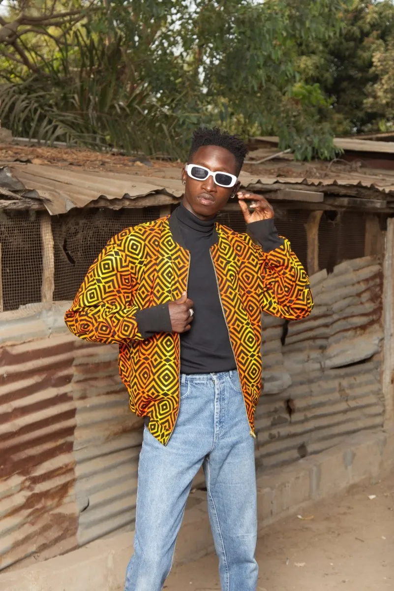 African Bomber Jacket In Electric Orange