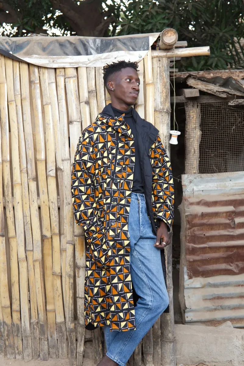 African Parka In Earthy Mud Cloth