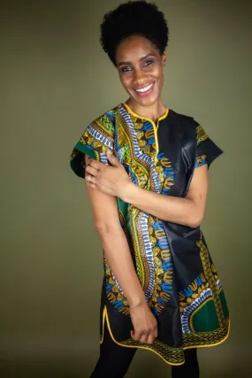 African Shift Dress In Black Dashiki