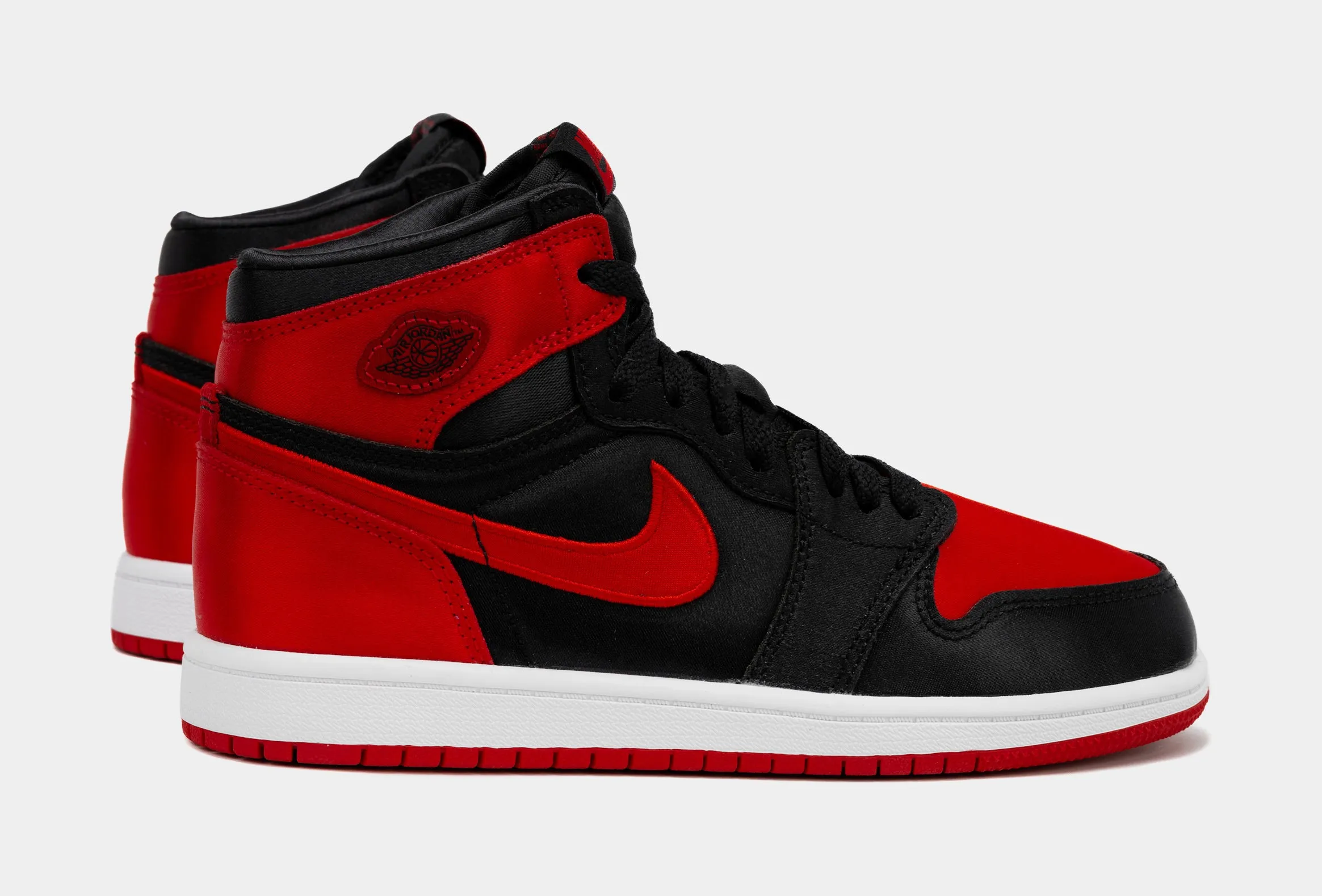 Air Jordan 1 Retro Hi OG Satin Bred Preschool Lifestyle Shoes (Black/Red) Free Shipping