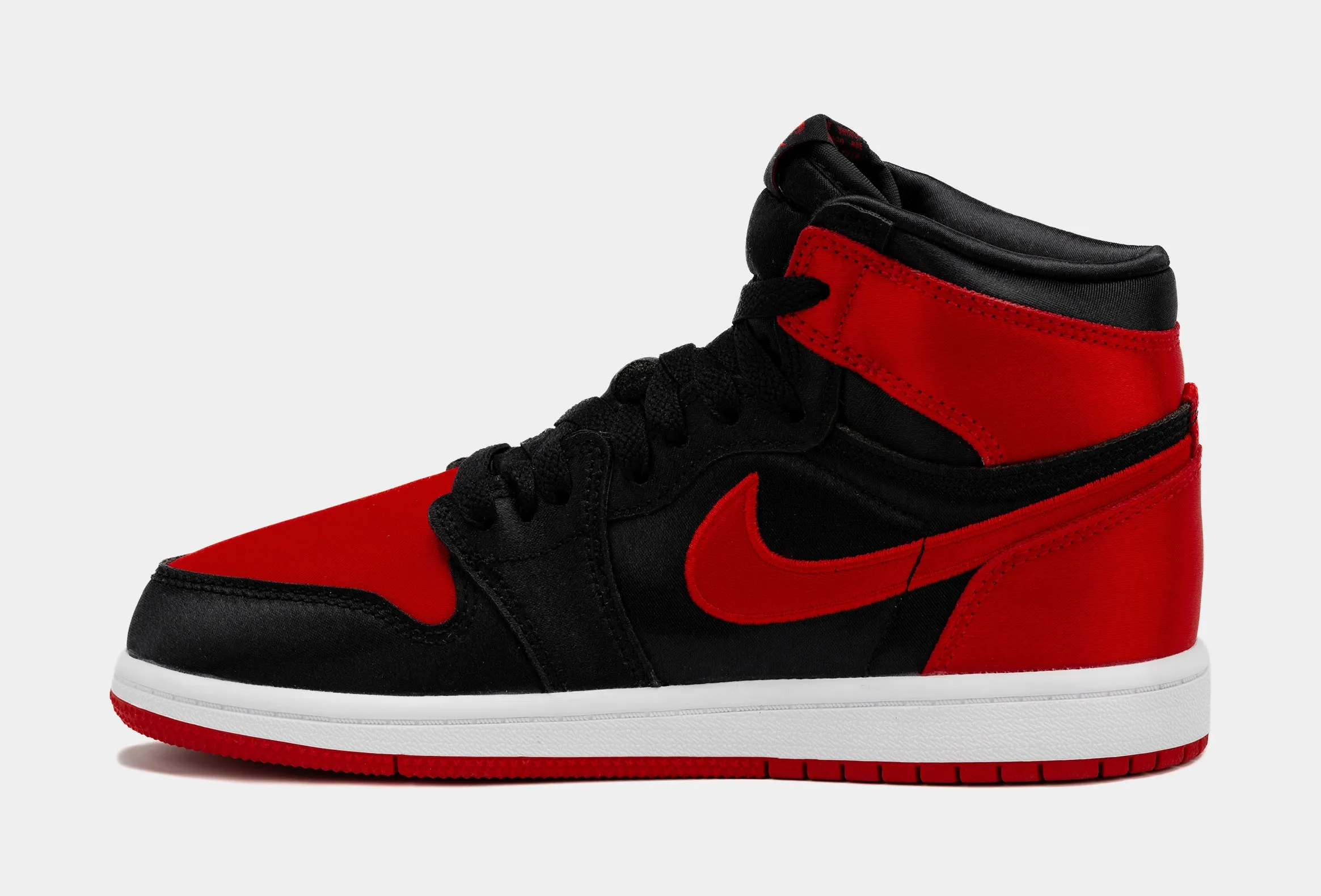 Air Jordan 1 Retro Hi OG Satin Bred Preschool Lifestyle Shoes (Black/Red) Free Shipping