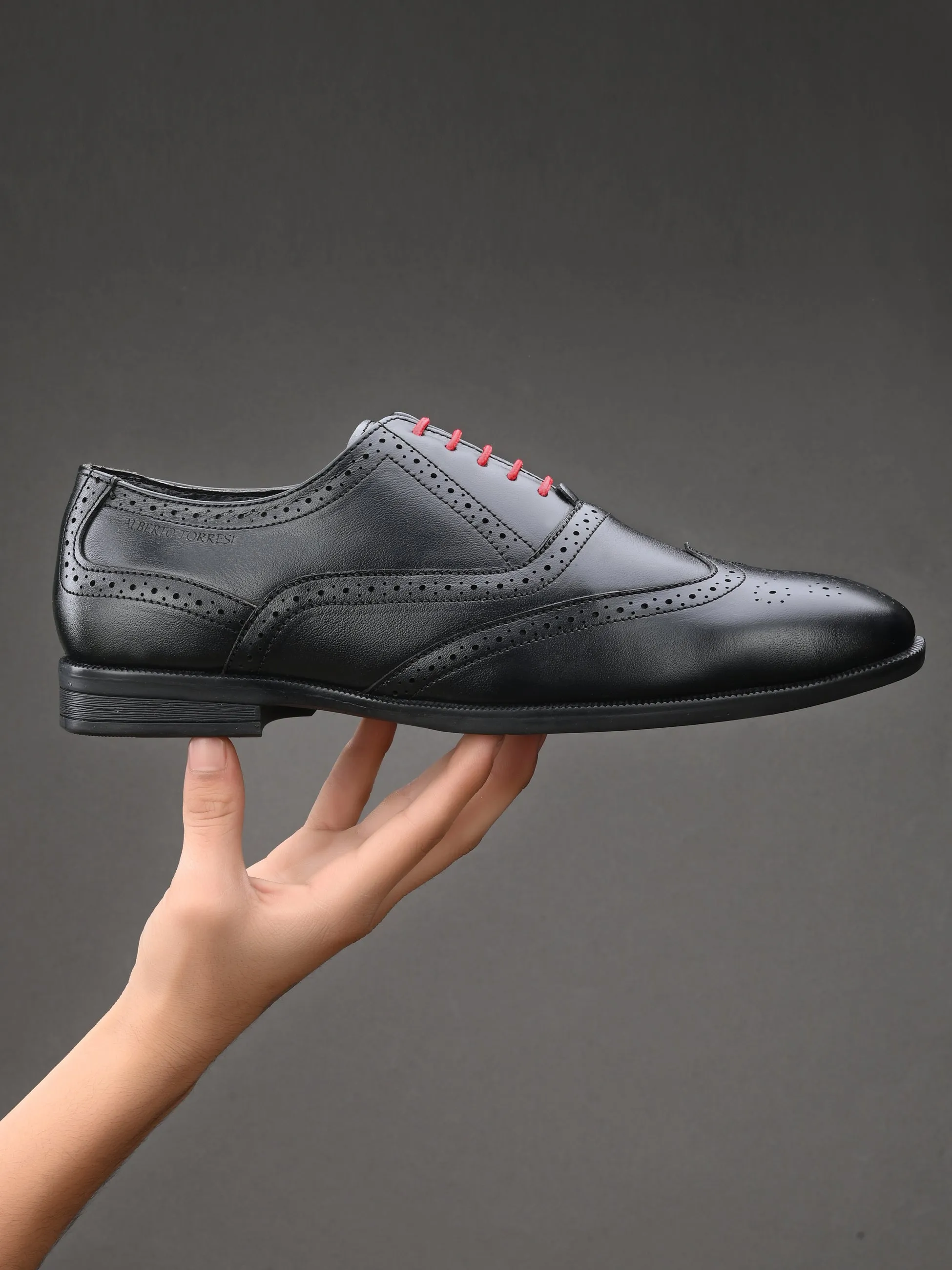 Alberto Torresi Genuine Leather Black Formal Brogue Shoes