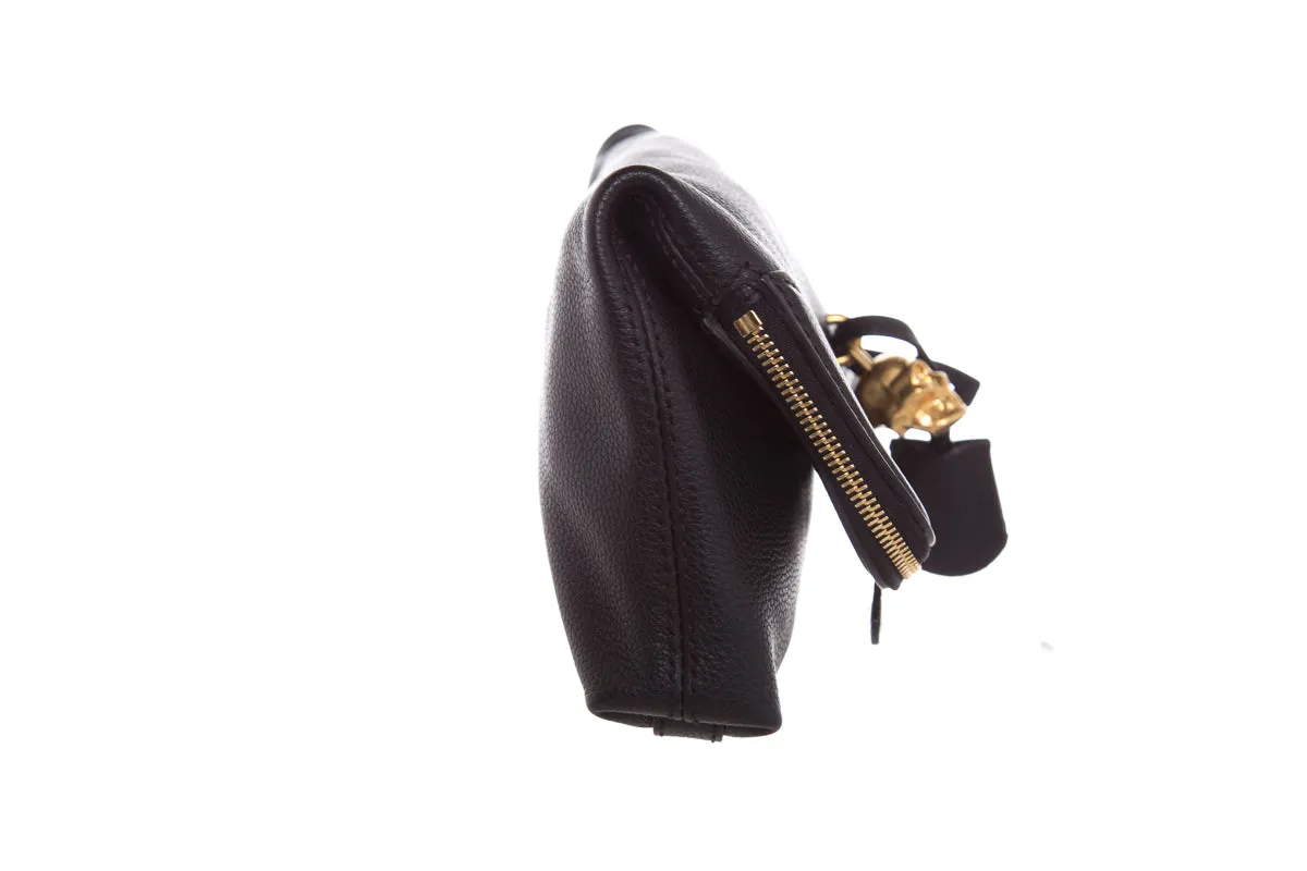 Alexander McQueen Black Calfskin Padlock Skull Clutch