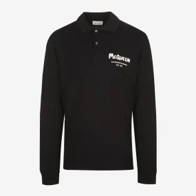 Alexander McQueen Graffiti Logo Long Sleeve Polo