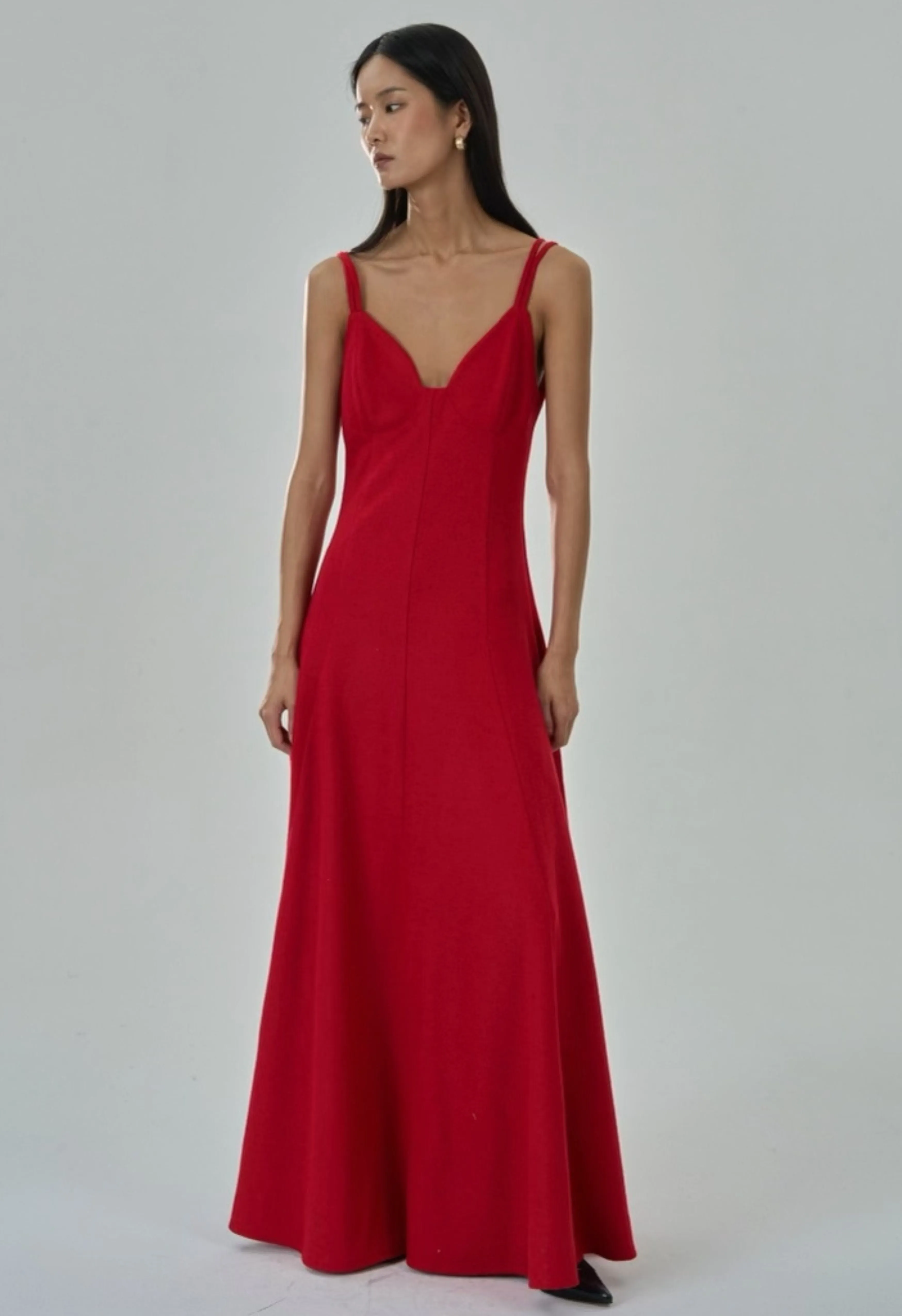 Angelina Wool Dress In Cherry Red