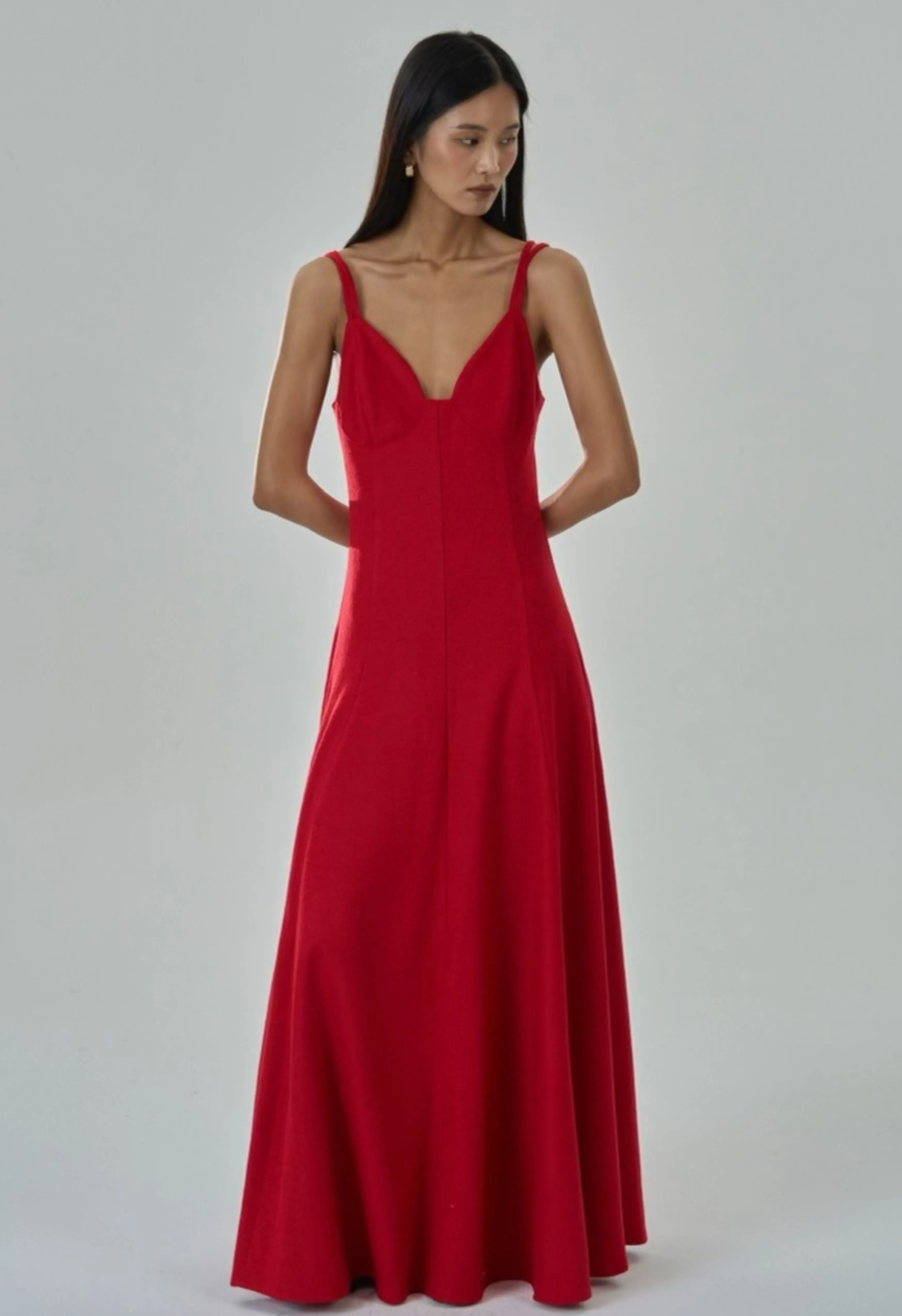 Angelina Wool Dress In Cherry Red