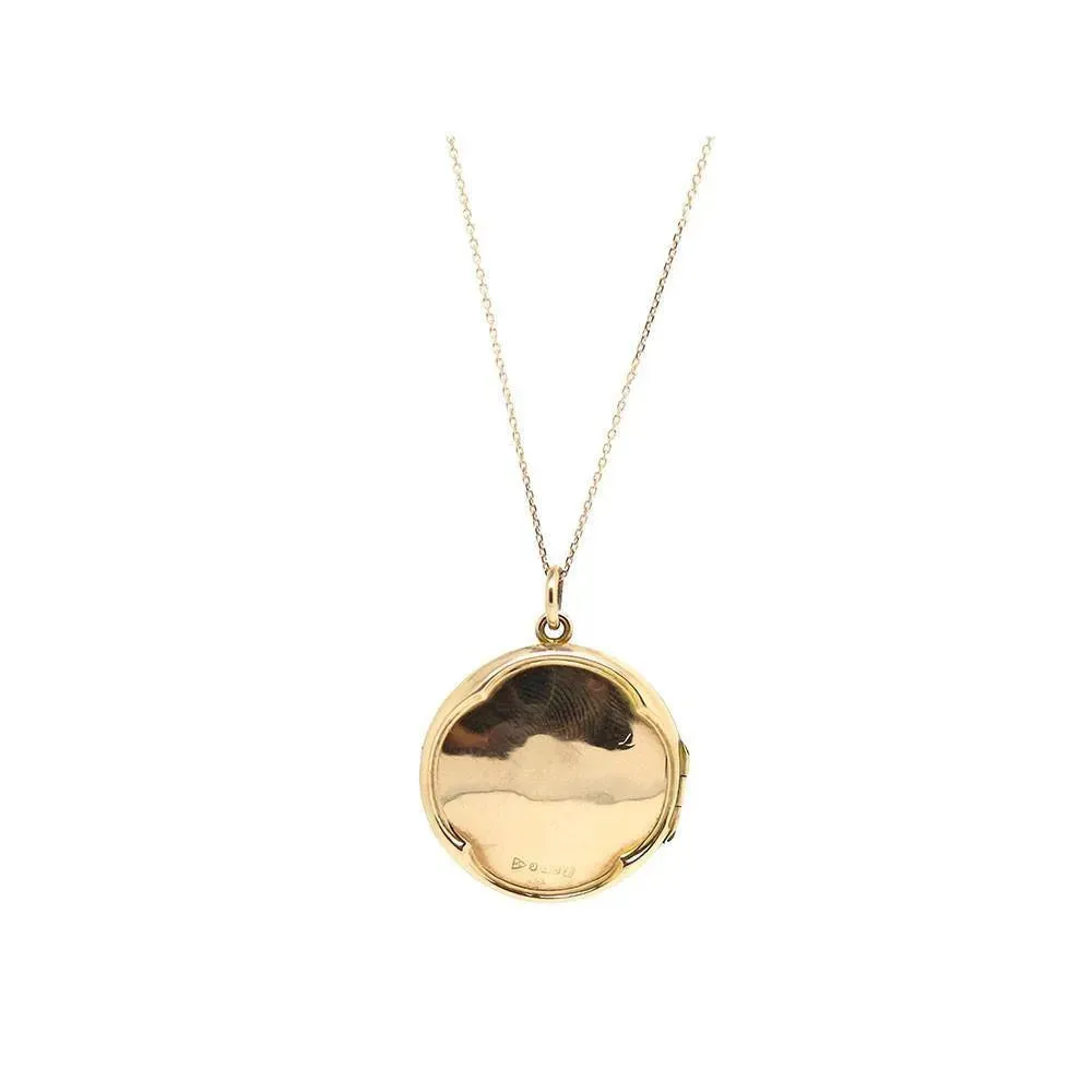 Antique Edwardian 1906 9ct Rose Gold Locket Necklace