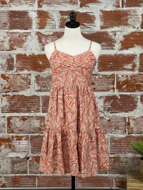 Apricot Geo Leaf Mini Dress in Orange