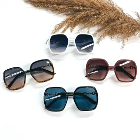 Around We Go Big Square Sunglasses with Gold Tone Details in Various Colors