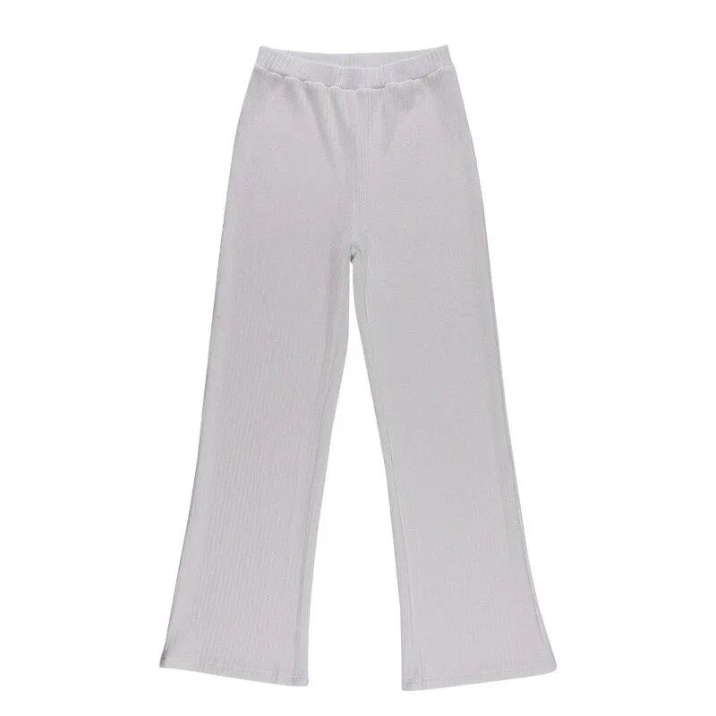 Autumn Casual Women's Woolen High Waist Elastic Loose Wide-leg Pants Trousers