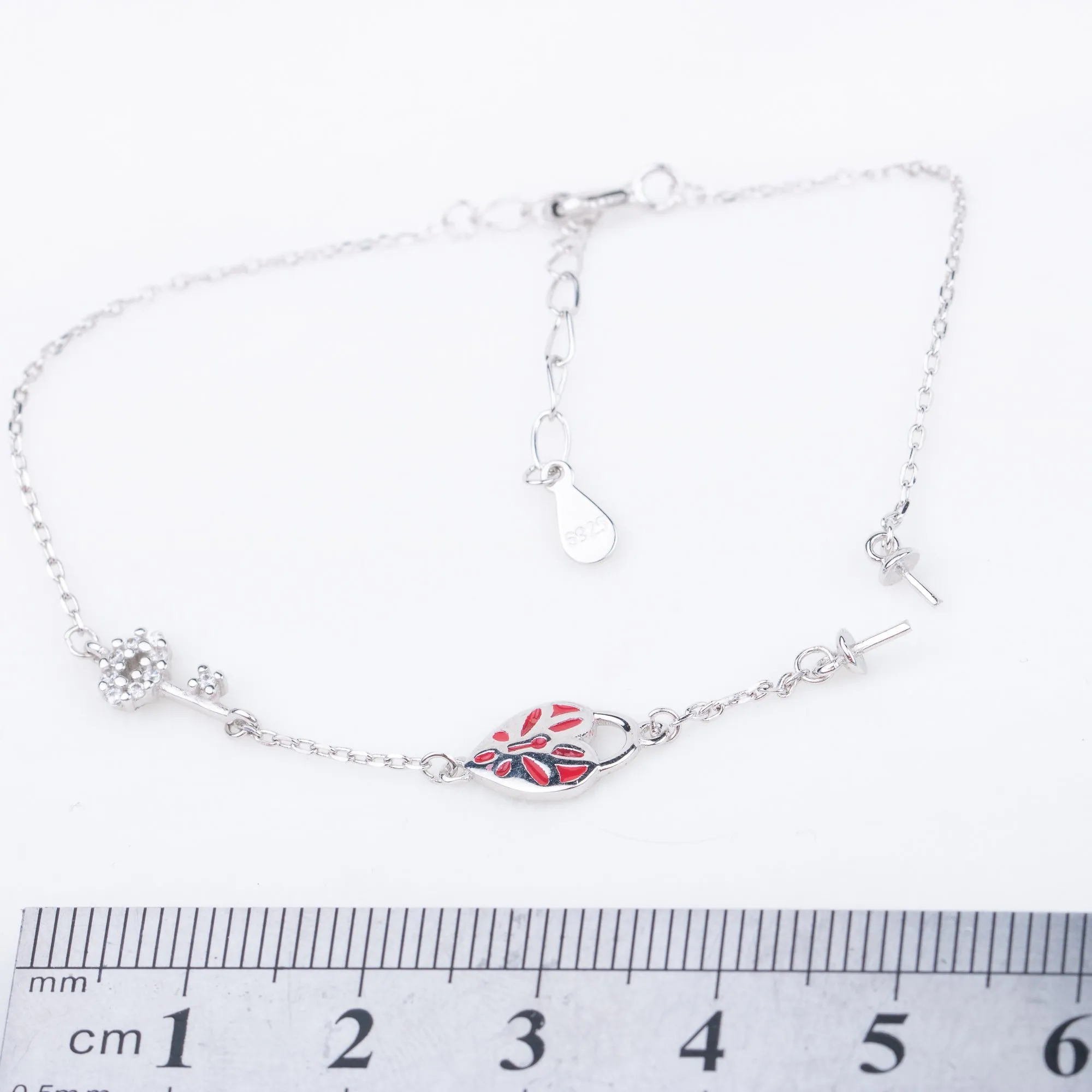 b010196 DIY 7-8mm Natural Freshwater pearl bracelet accessory 925 sterling silver adjustable chain bracelet for women