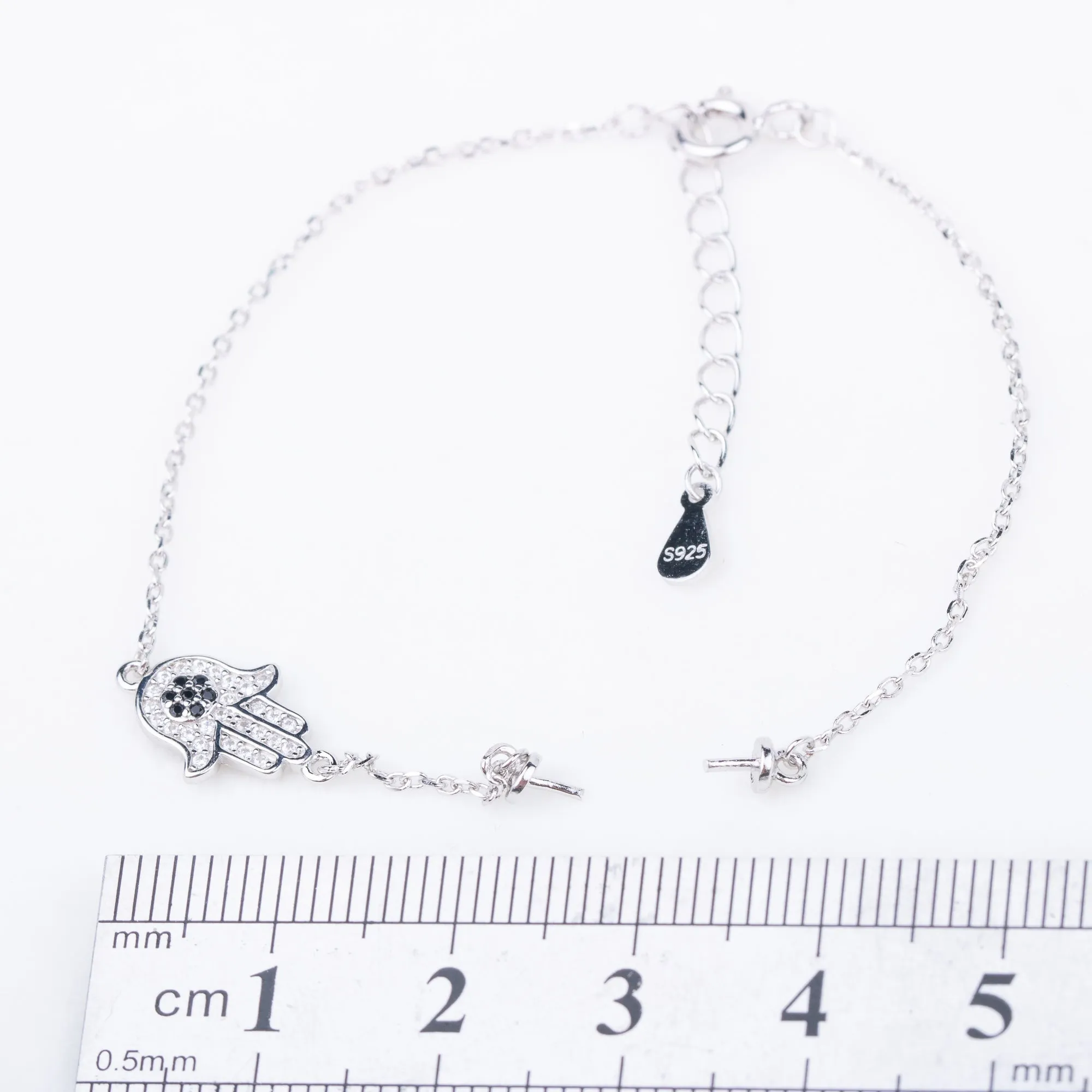 b010197 DIY 7-8mm Natural Freshwater pearl bracelet accessory 925 sterling silver adjustable chain bracelet for women