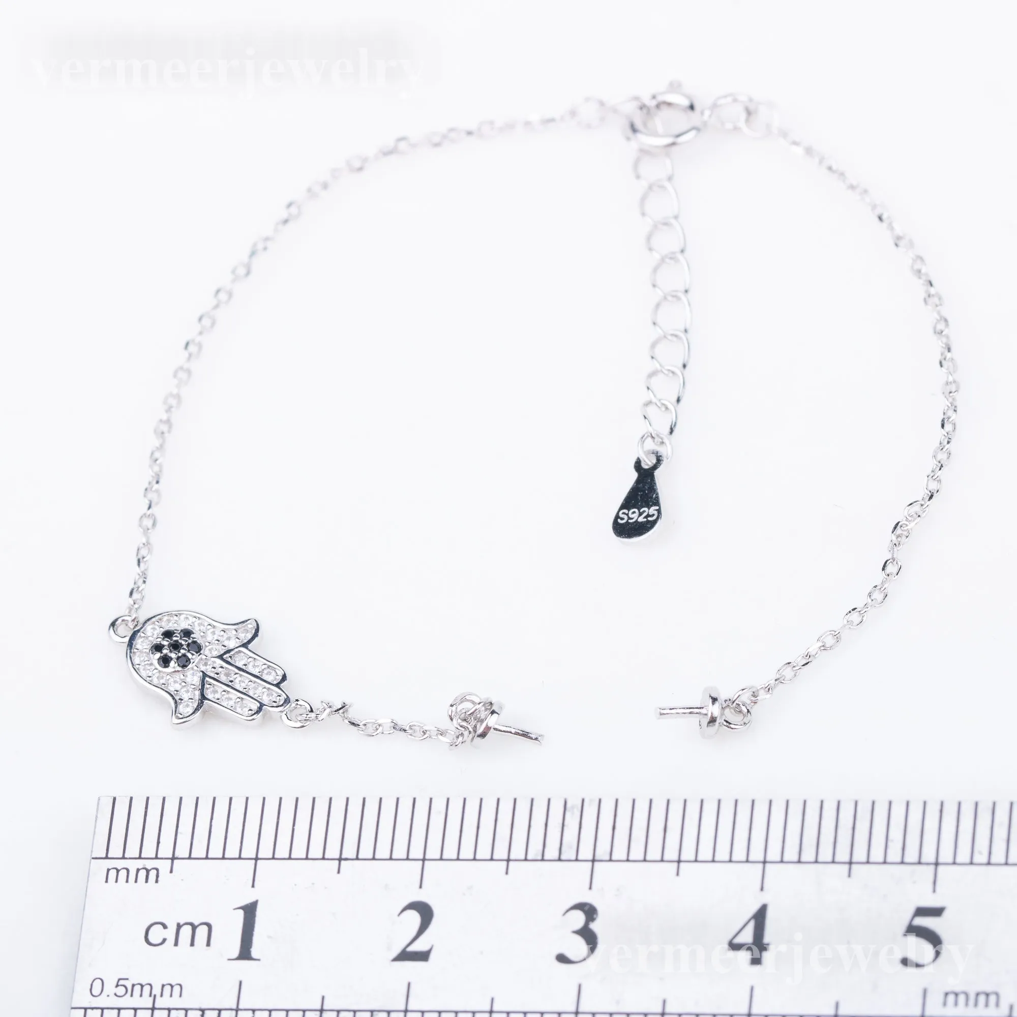 b010197 DIY 7-8mm Natural Freshwater pearl bracelet accessory 925 sterling silver adjustable chain bracelet for women