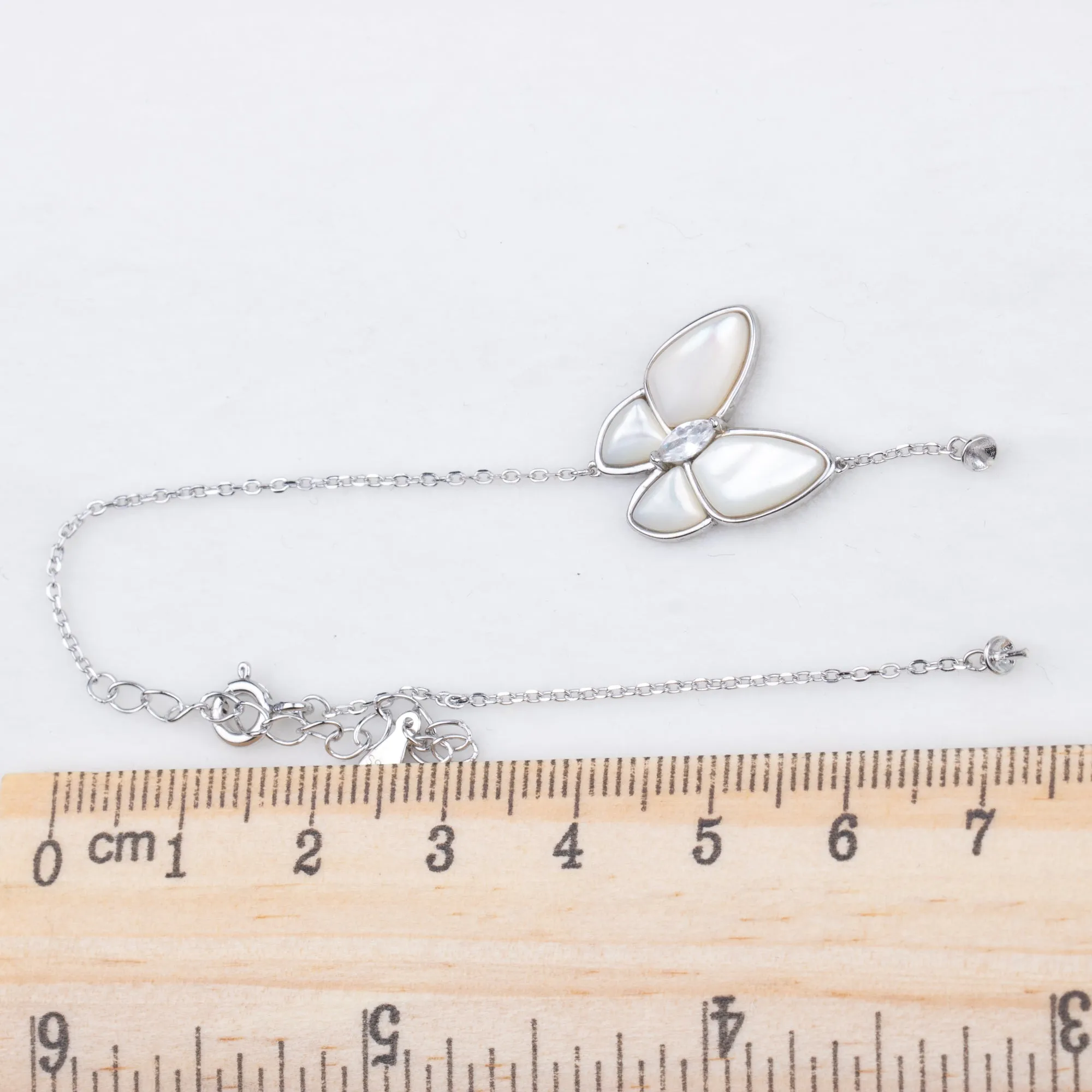 b010218  DIY 7-8mm Natural Freshwater pearl bracelet accessory 925 sterling silver adjustable chain bracelet for women