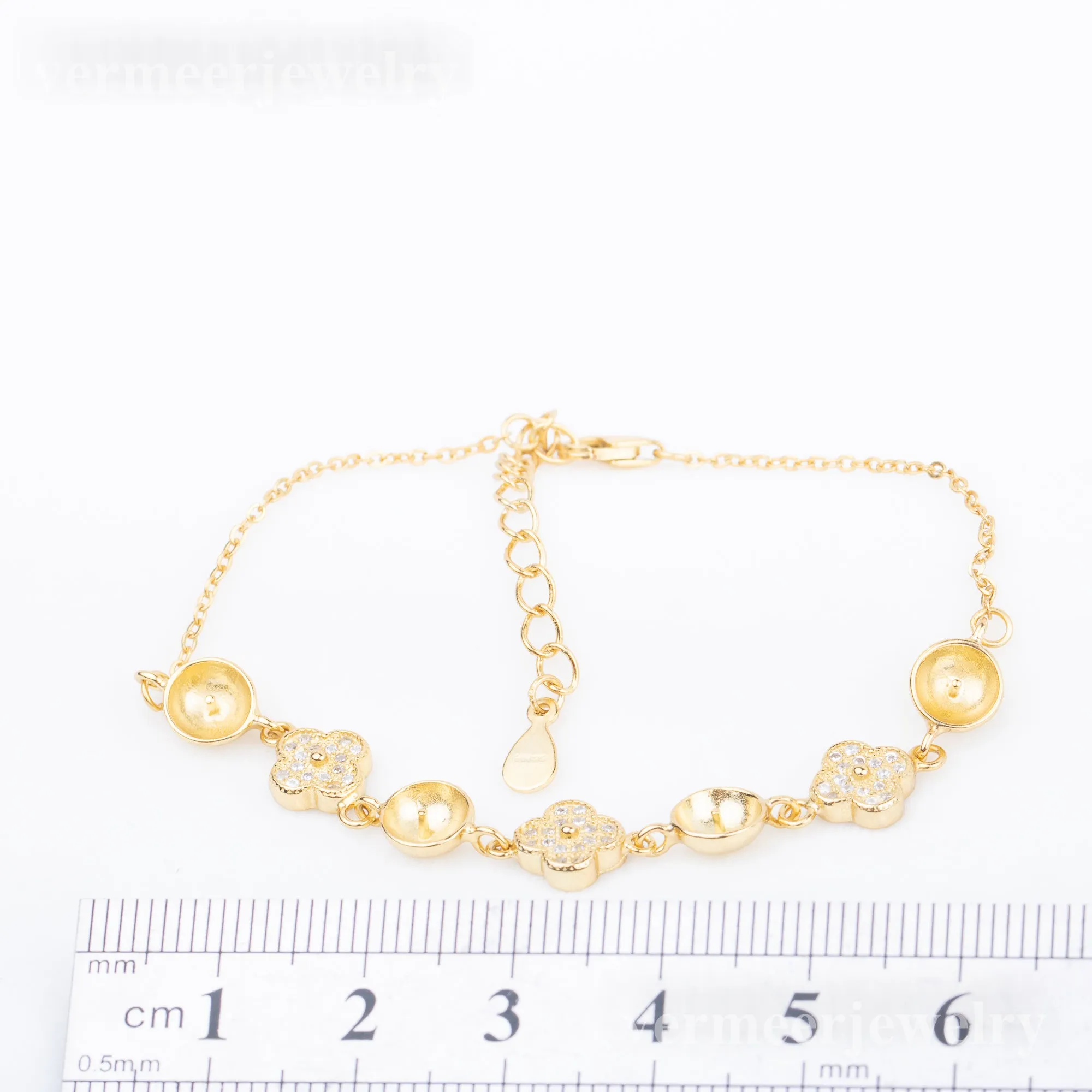 b030190 DIY 7-8mm Natural Freshwater pearl bracelet accessory 925 sterling silver adjustable chain bracelet for women