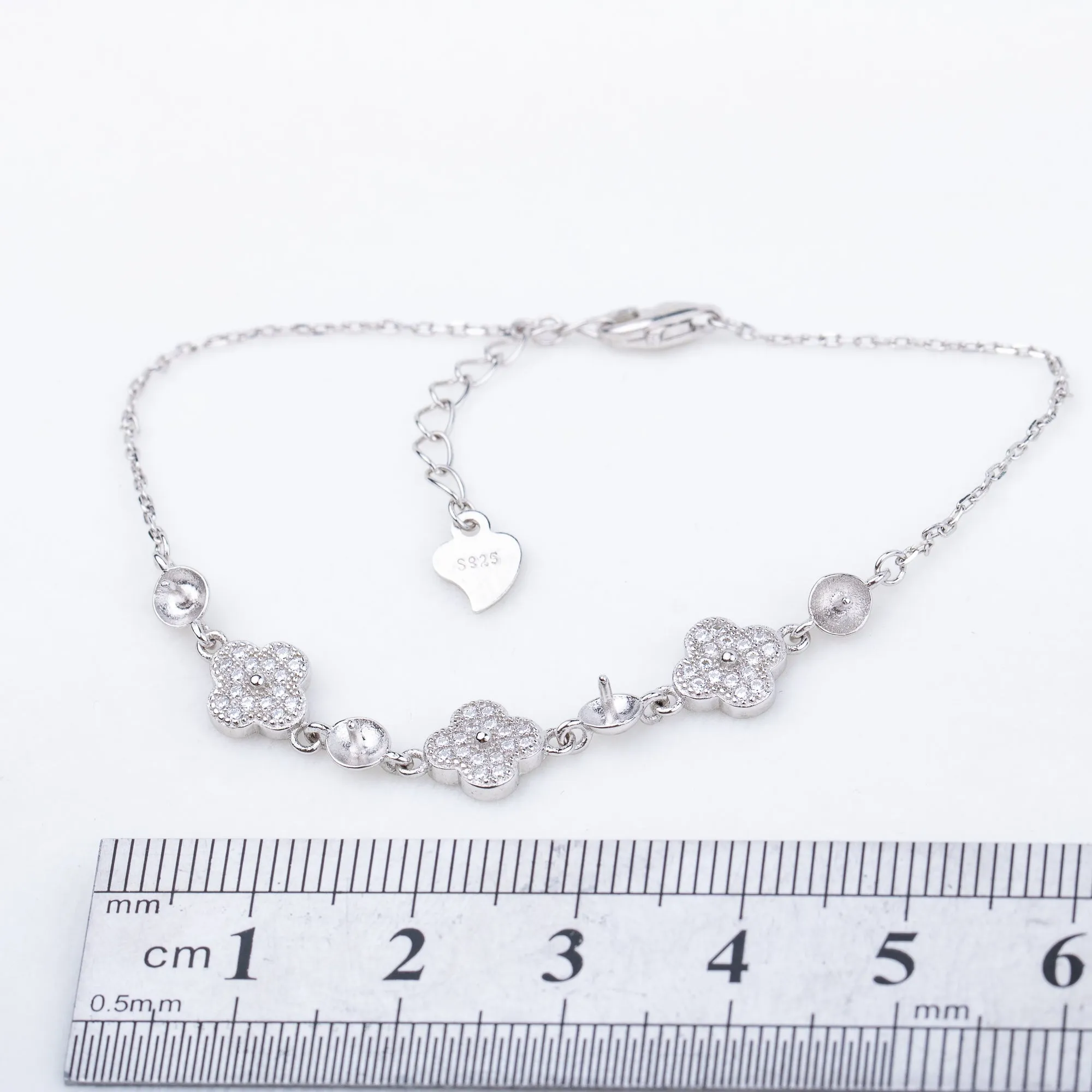 b030190 DIY 7-8mm Natural Freshwater pearl bracelet accessory 925 sterling silver adjustable chain bracelet for women