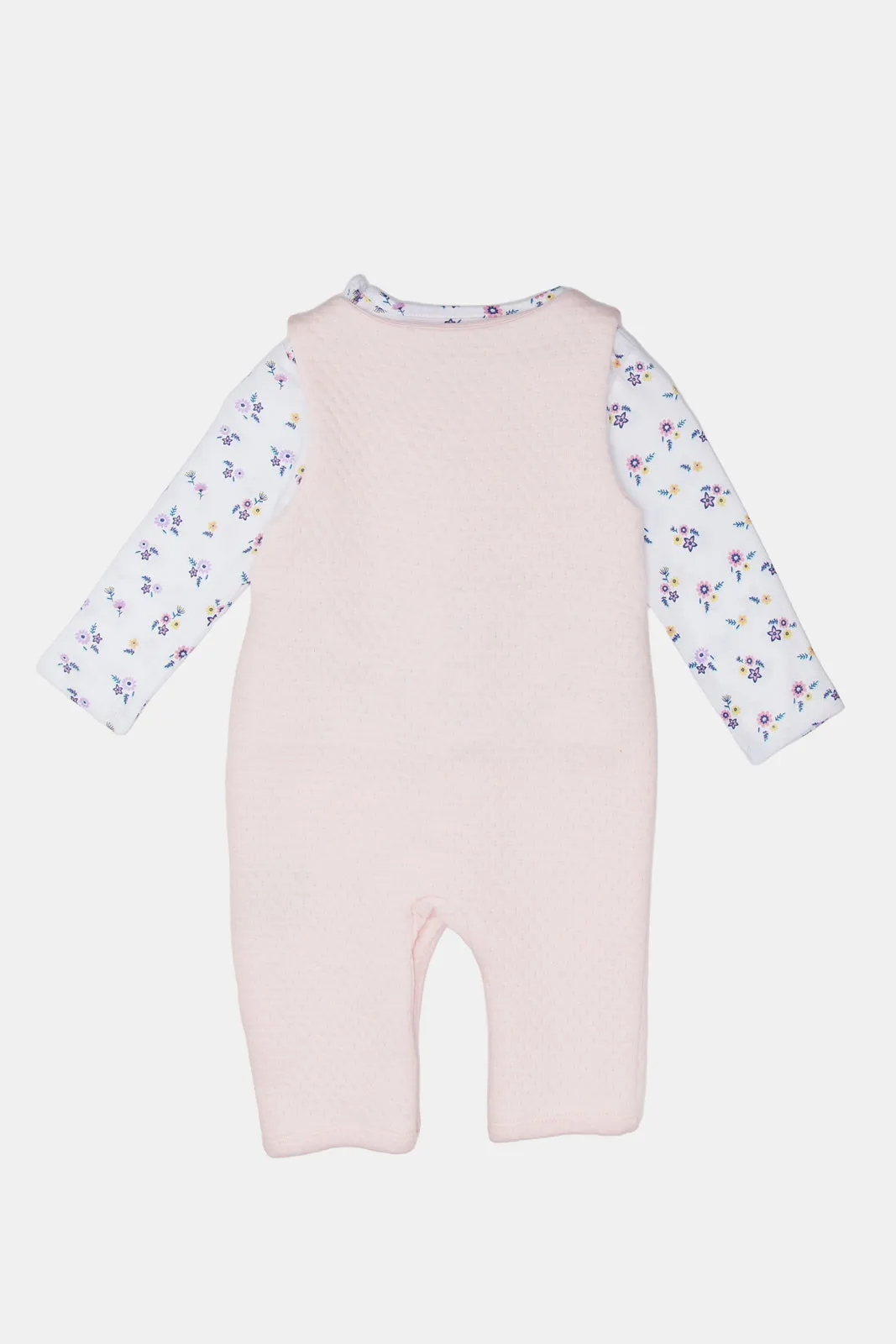 Baby Pink Quilted Romper And T-Shirt Set (2 Piece)